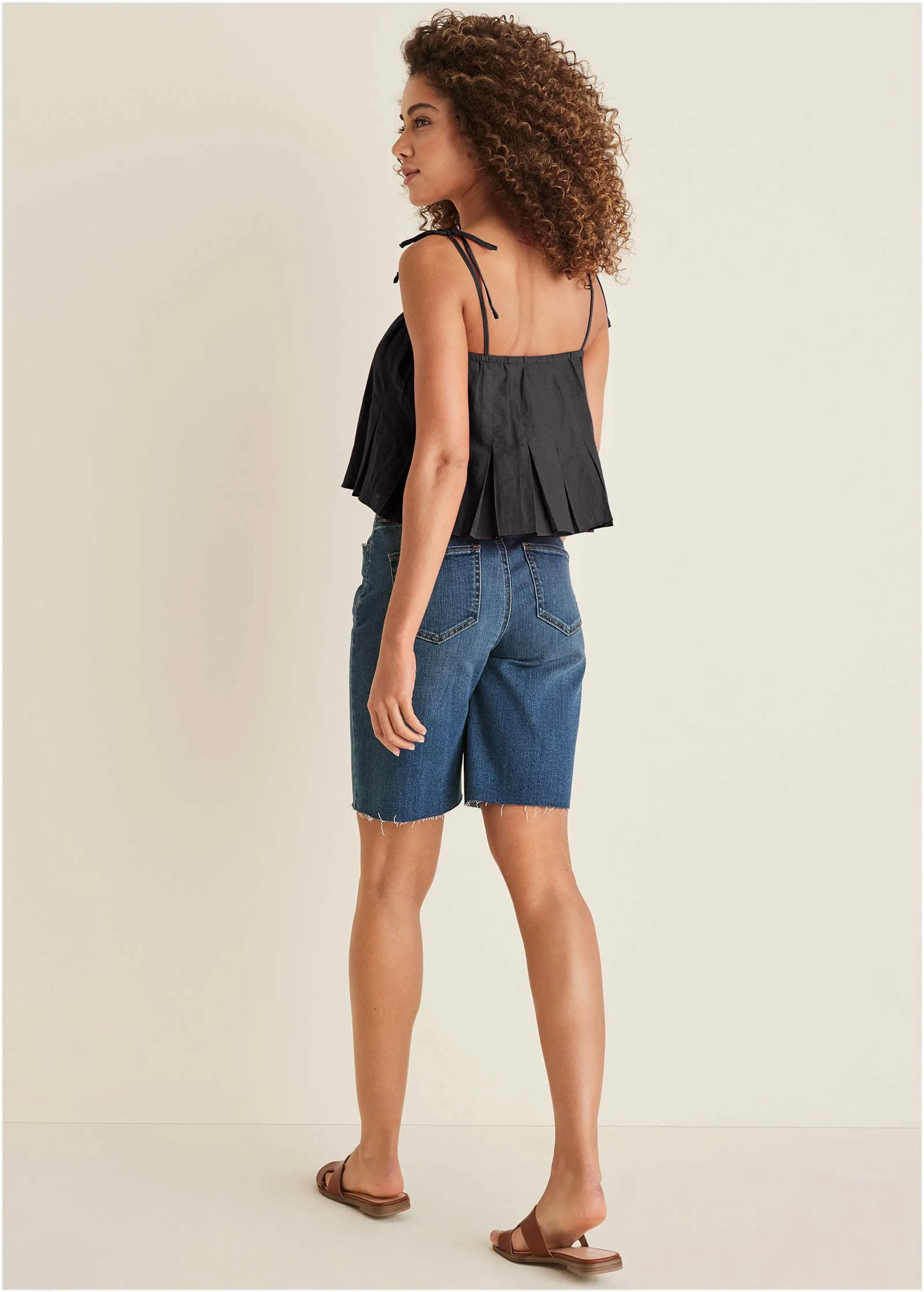 Pleated Tie Sleeve Tank - Jet Black sold by VENUS product image thumbnail 3