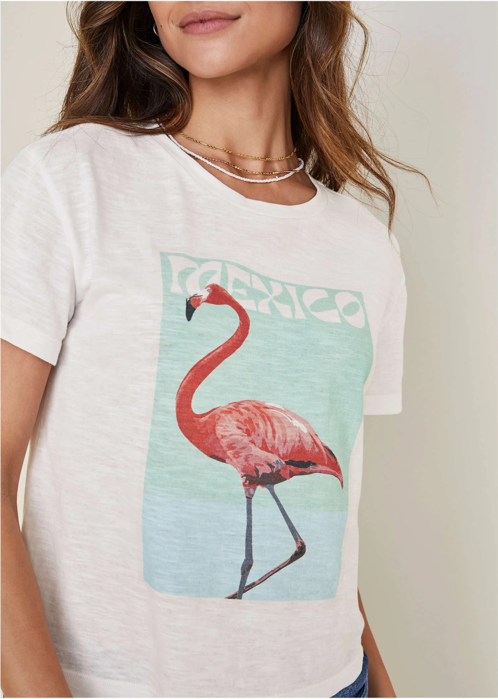 Flamingo Graphic Tee - Cloud Dancer sold by VENUS product image thumbnail 4