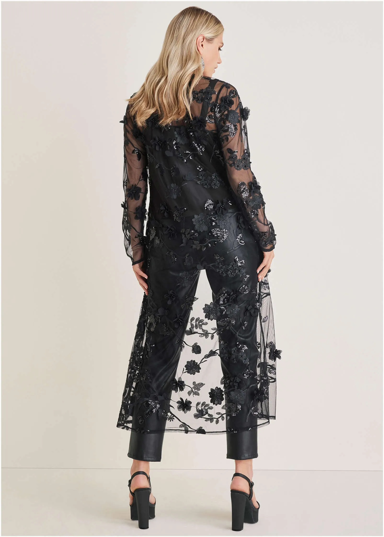 Beaded Lace Long Jacket - Jet Black sold by VENUS product image thumbnail 2
