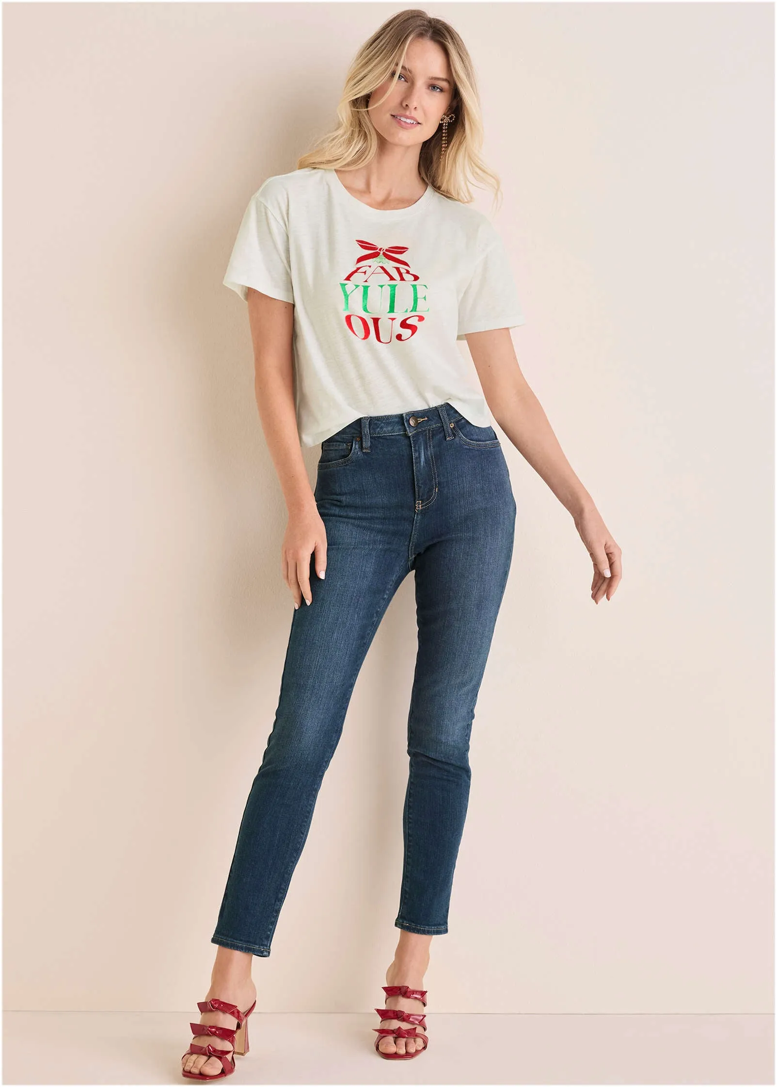 Fab-Yule-Ous Graphic Tee - Cloud Dancer sold by VENUS product image thumbnail 3