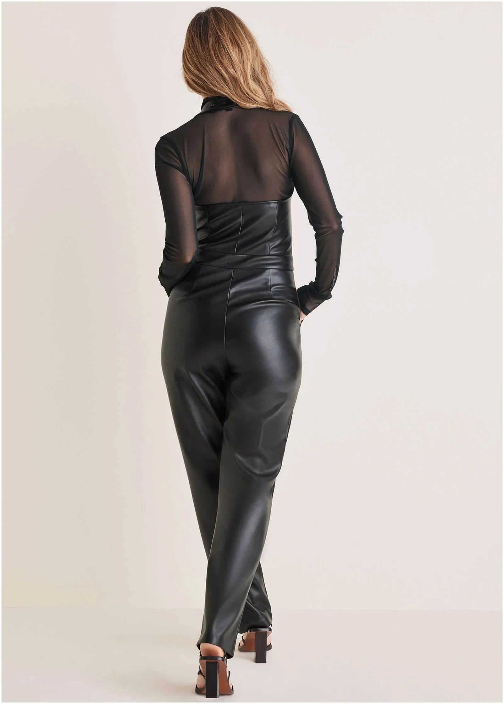 Faux Leather Jumpsuit - Jet Black sold by VENUS product image thumbnail 2