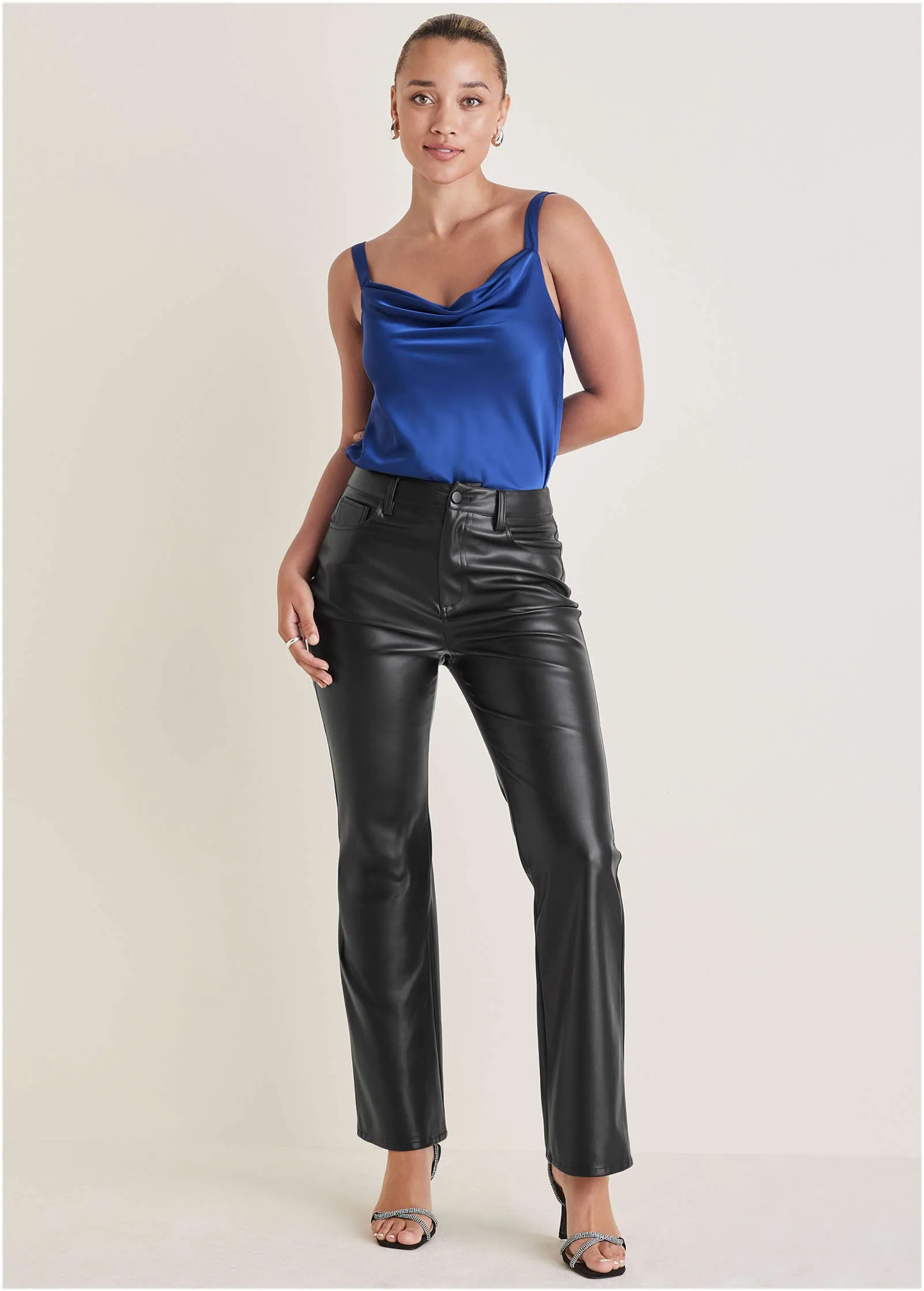 Faux Leather Bootcut Pants - Jet Black sold by VENUS product image thumbnail 2