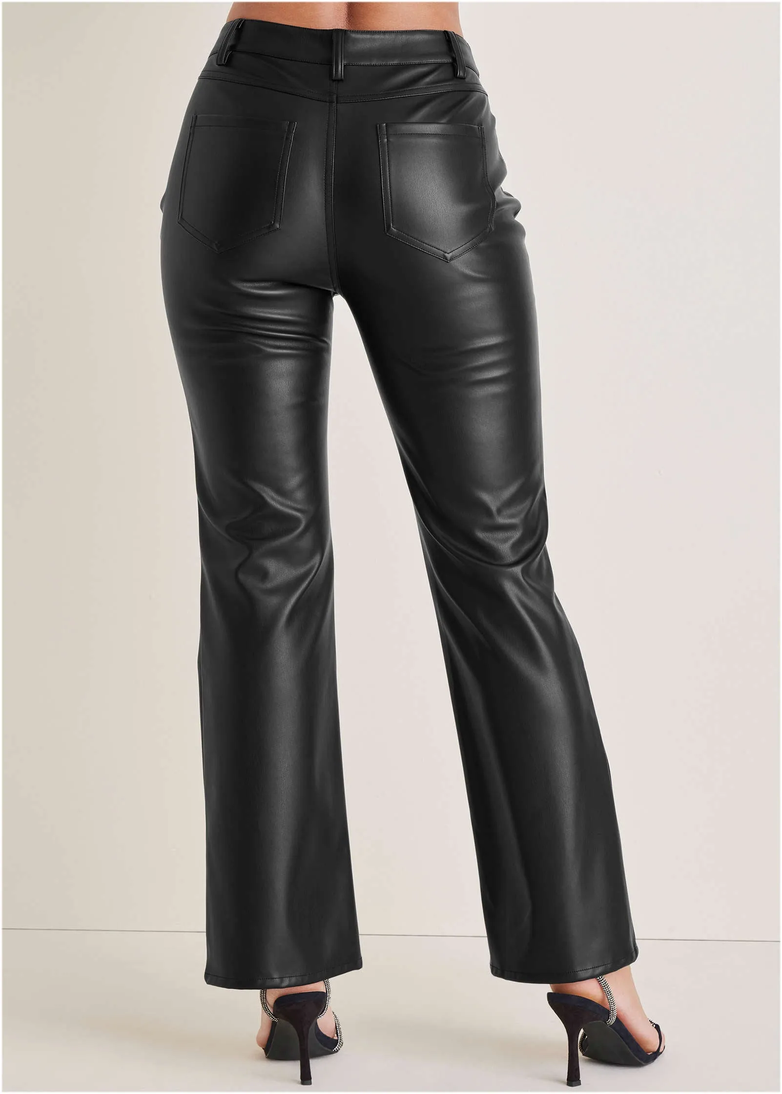 Faux Leather Bootcut Pants - Jet Black sold by VENUS product image thumbnail 4