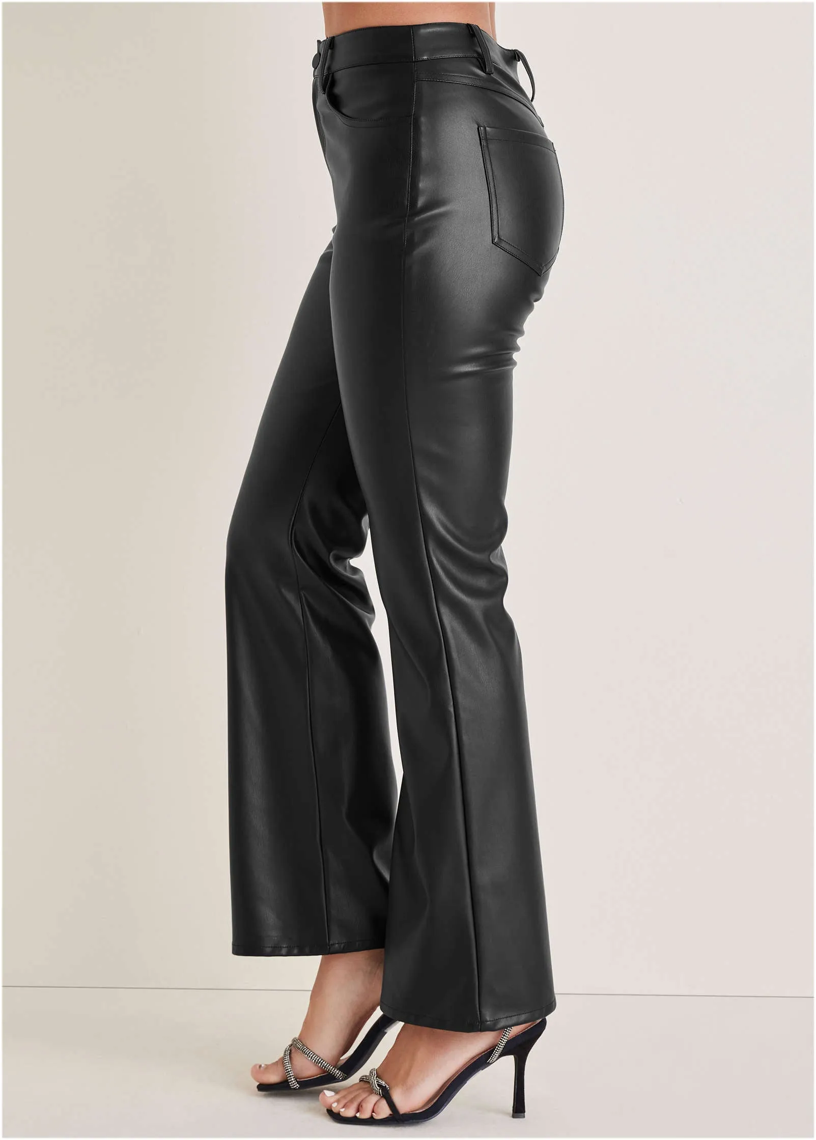Faux Leather Bootcut Pants - Jet Black sold by VENUS product image thumbnail 5