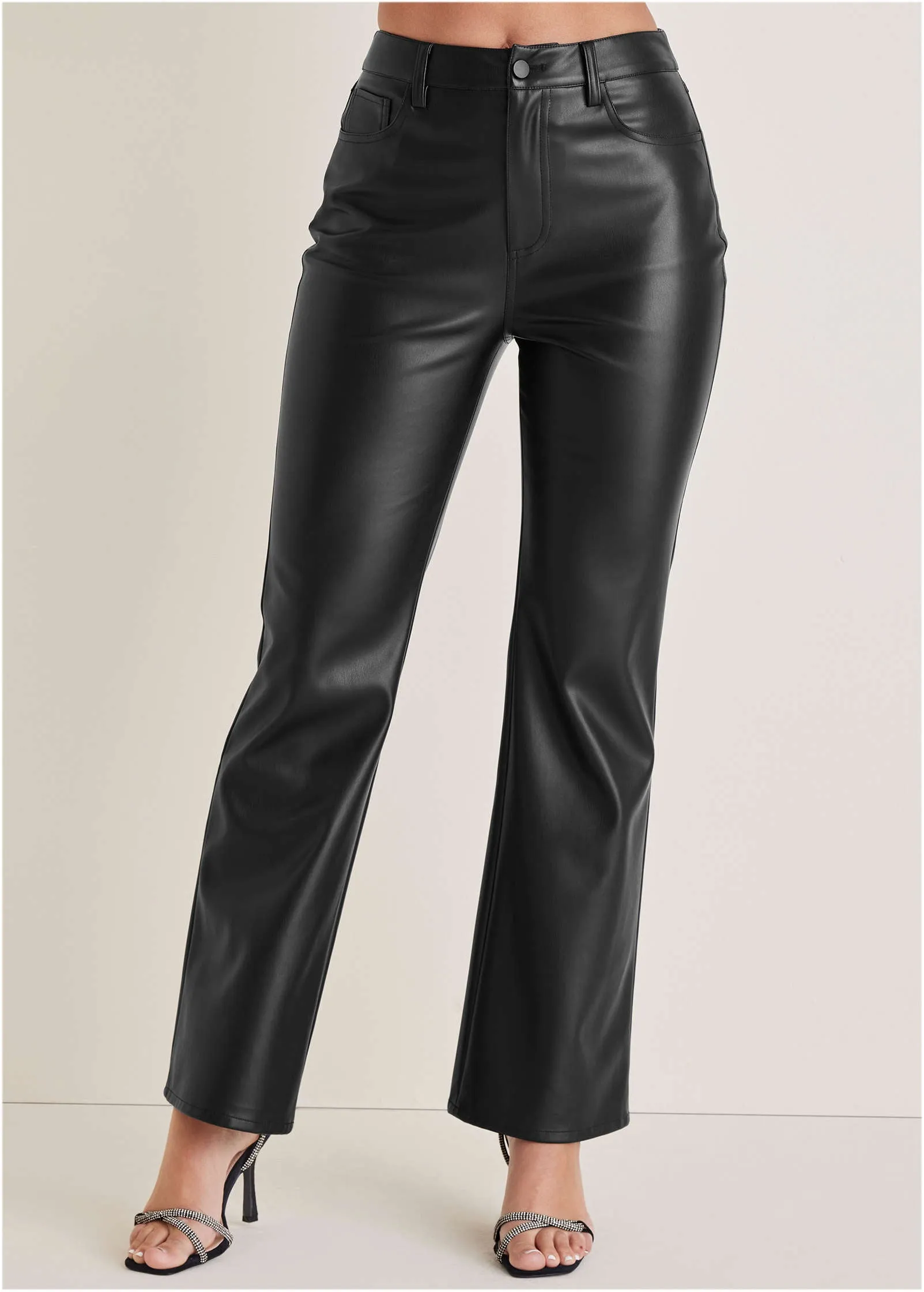 Faux Leather Bootcut Pants - Jet Black sold by VENUS product image thumbnail 3