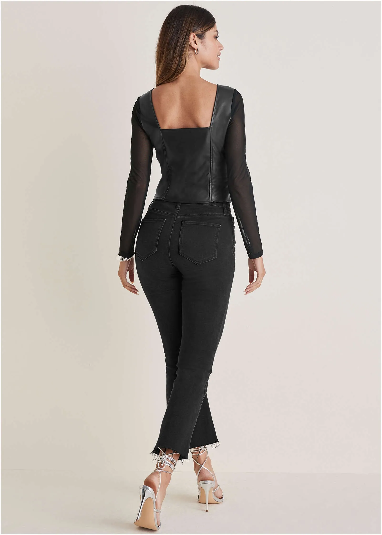 Faux Leather Zipper Top - Jet Black sold by VENUS product image thumbnail 2