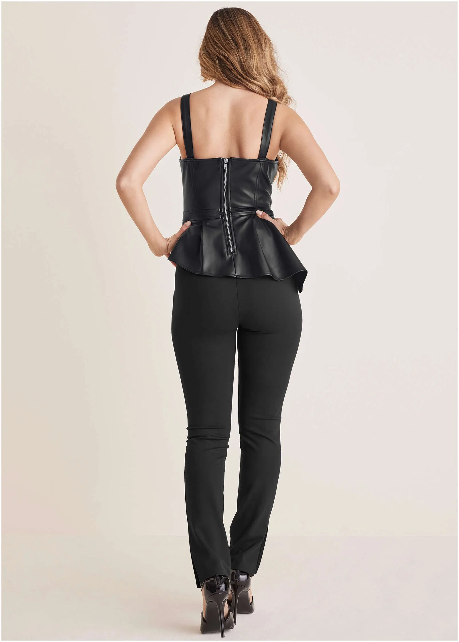 Faux Leather Asymmetric Top - Jet Black sold by VENUS product image thumbnail 2