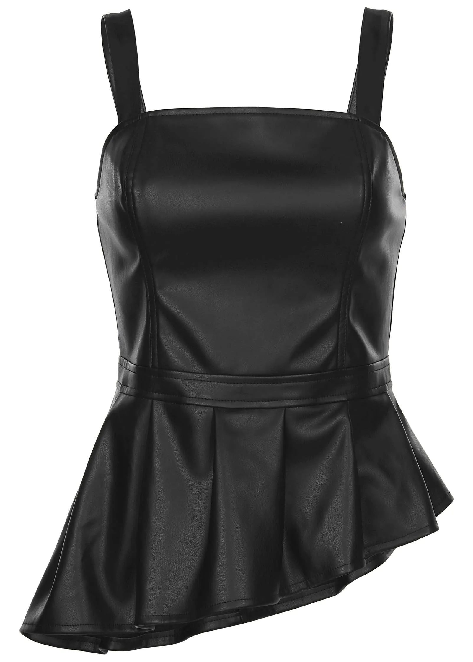 Faux Leather Asymmetric Top - Jet Black sold by VENUS product image thumbnail 4