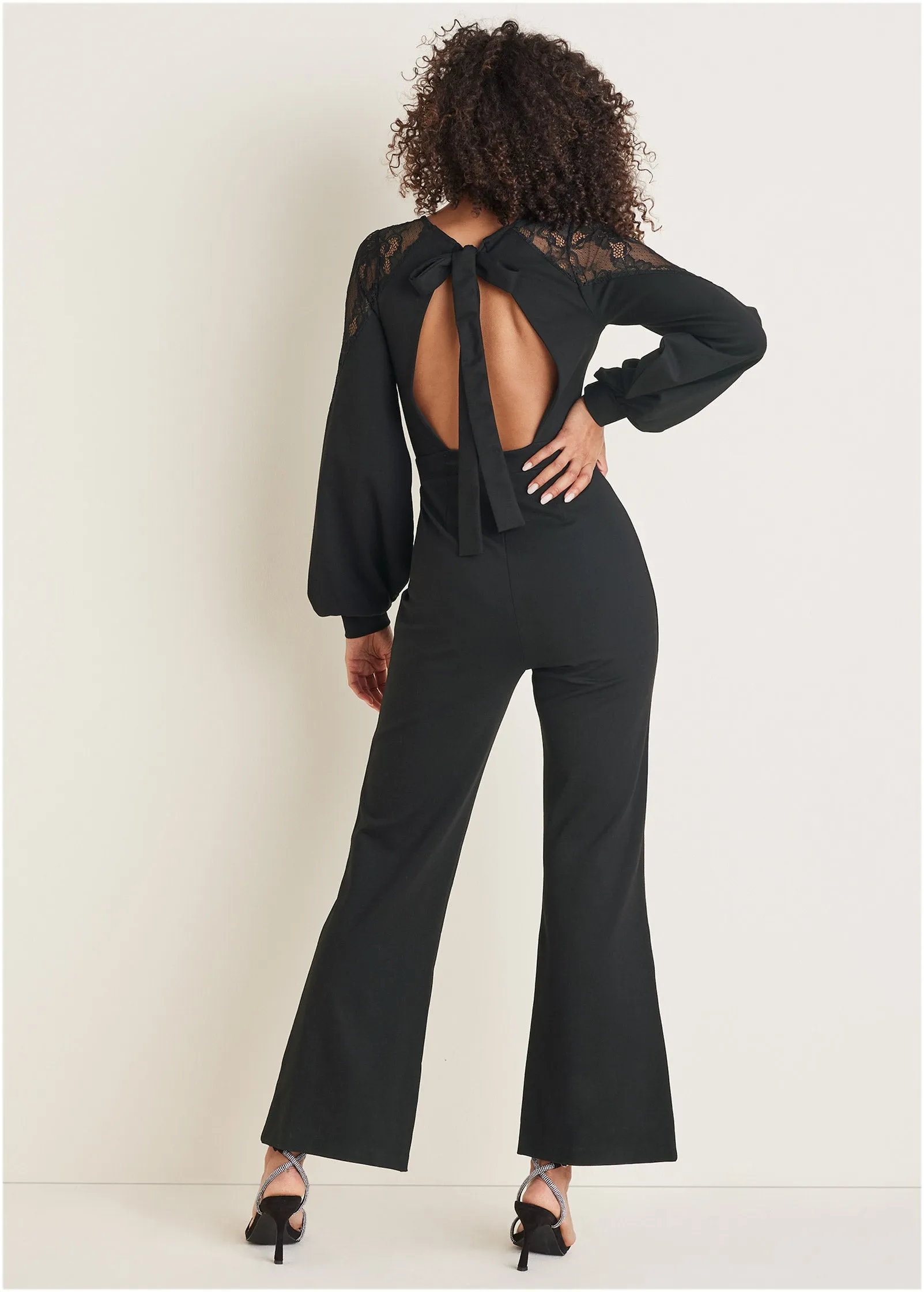 Ponte Lace Detail Jumpsuit - Jet Black sold by VENUS product image thumbnail 2