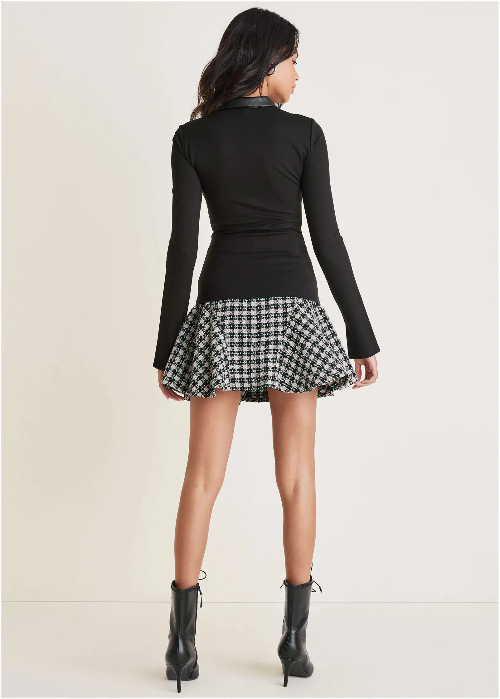 Collared Faux Leather Top - Jet Black sold by VENUS product image thumbnail 2