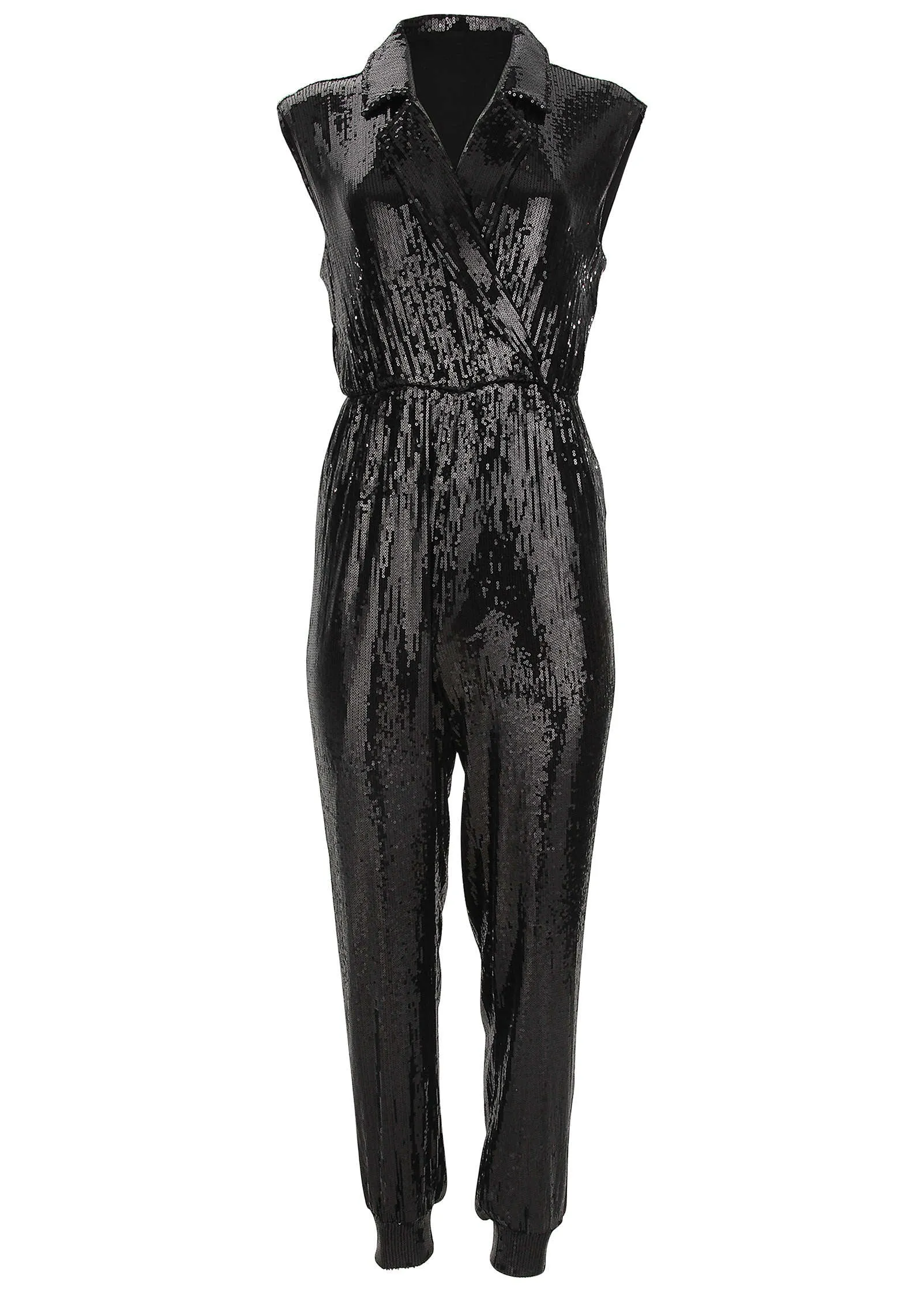 Sleeveless Sequin Jogger Jumpsuit - Jet Black sold by VENUS product image thumbnail 4
