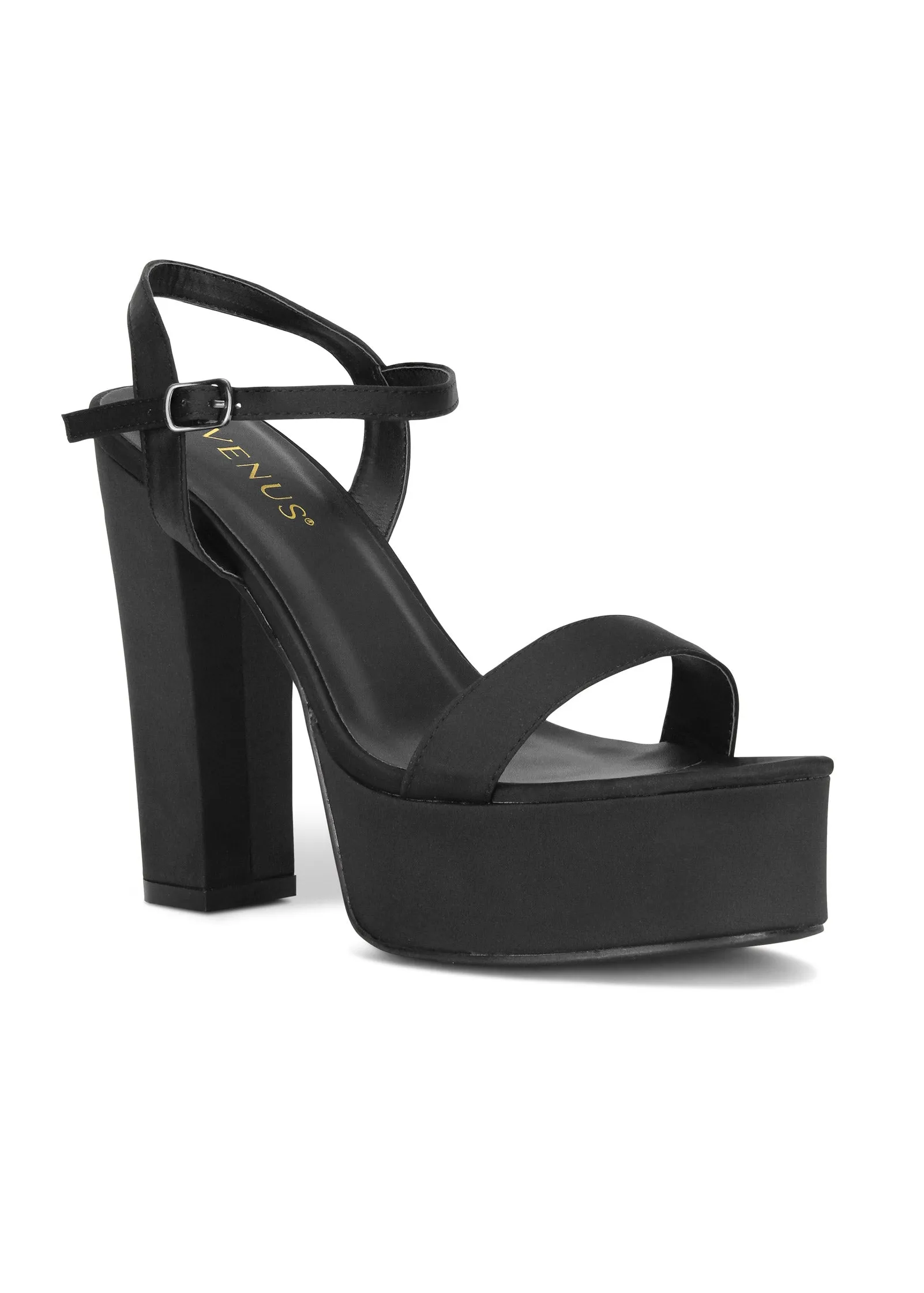 Platform Chunky Heels - Jet Black sold by VENUS