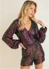 Wrap Sequin Romper - Black Multi sold by VENUS