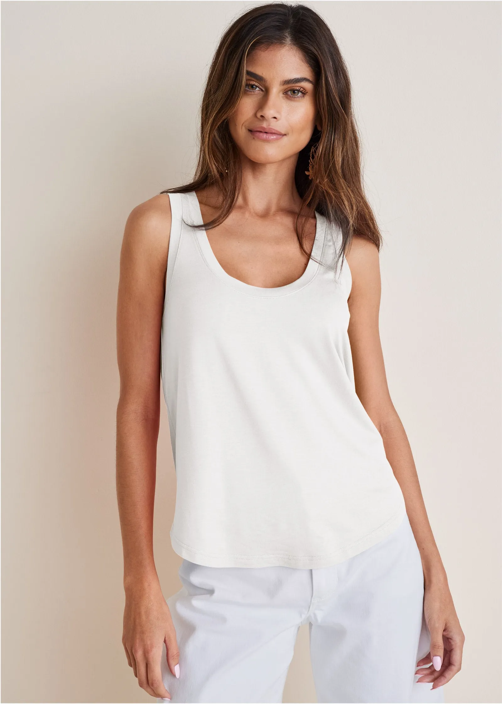 Scoop Neck Tank - Cloud Dancer sold by VENUS