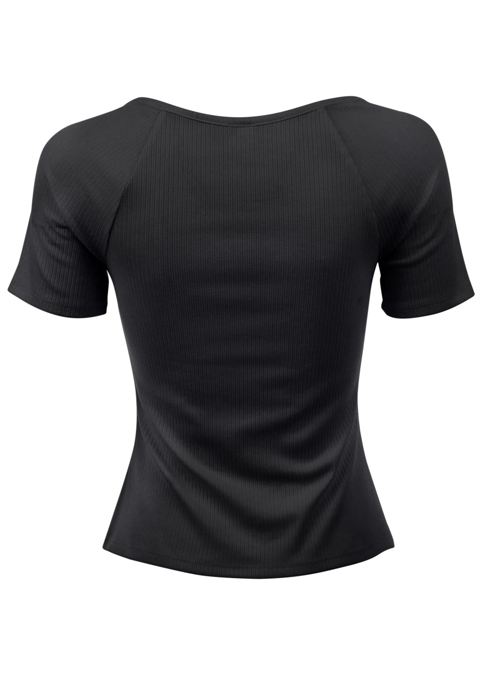 Henley Short Sleeve Top - Jet Black sold by VENUS product image thumbnail 5