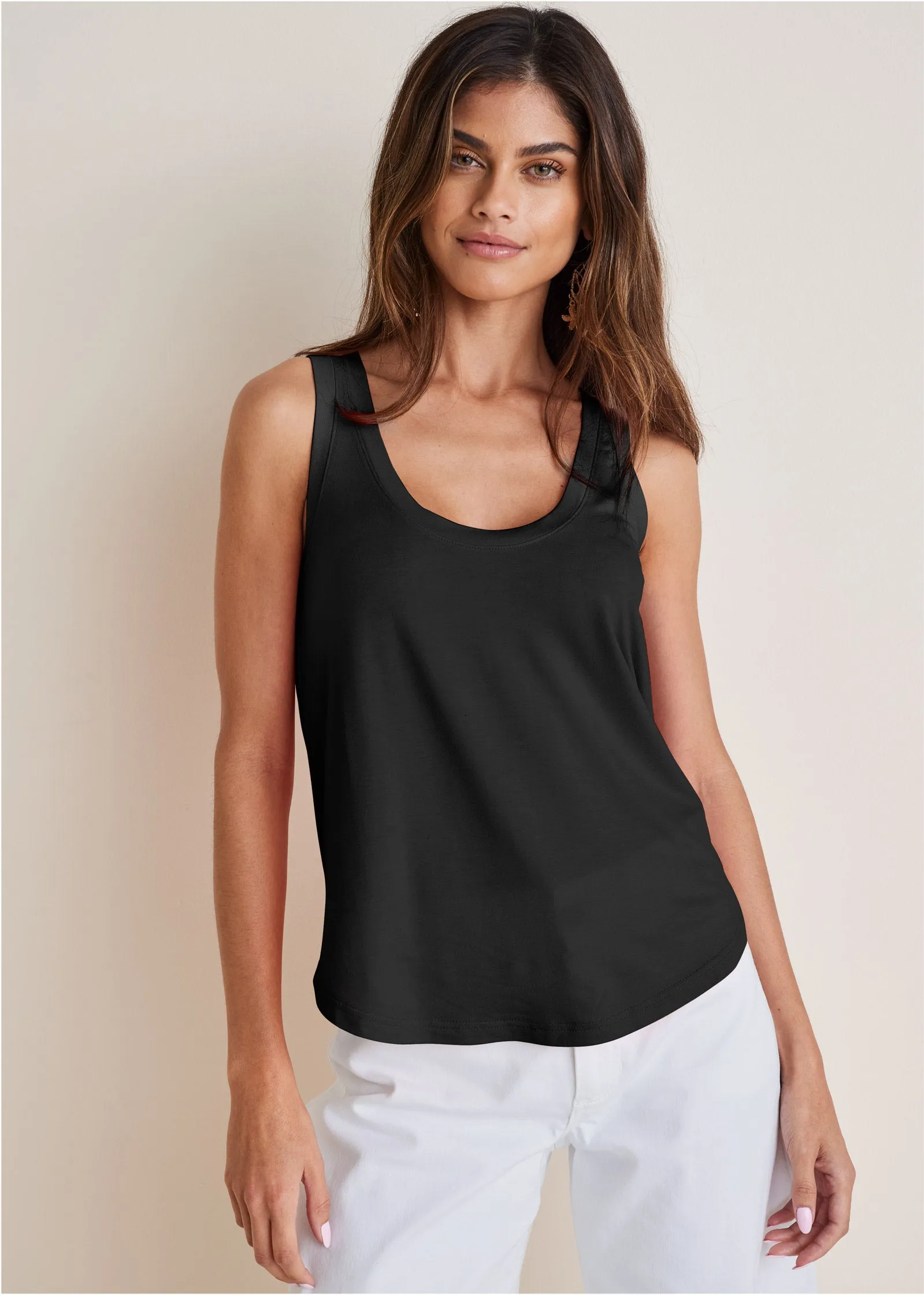 Scoop Neck Tank - Jet Black sold by VENUS