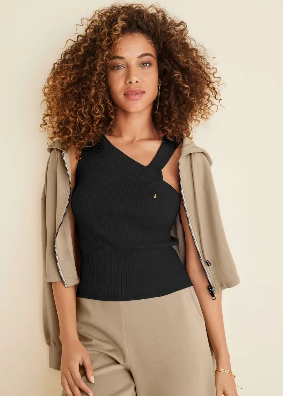Twist Detail Sweater Tank - Jet Black sold by VENUS