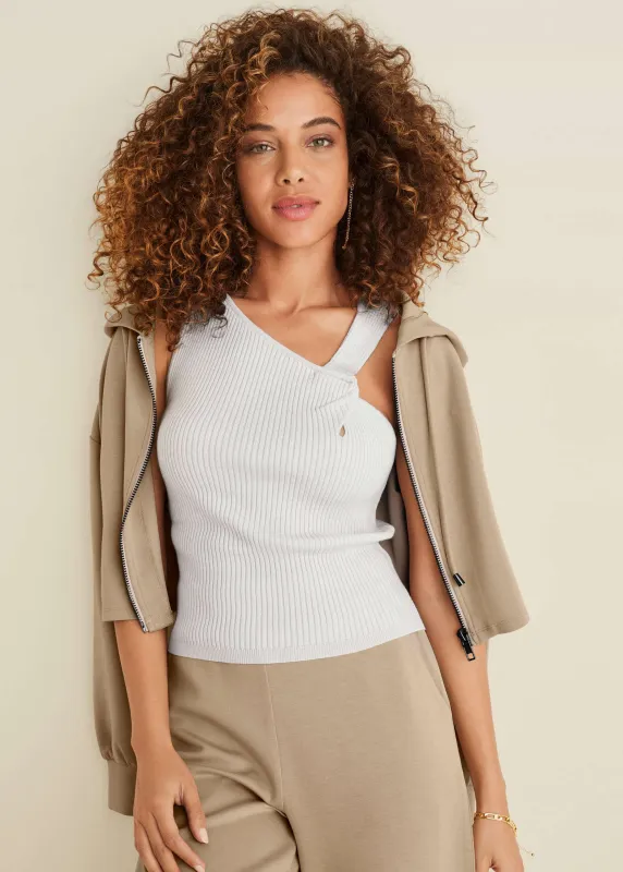 Twist Detail Sweater Tank - Cloud Dancer sold by VENUS