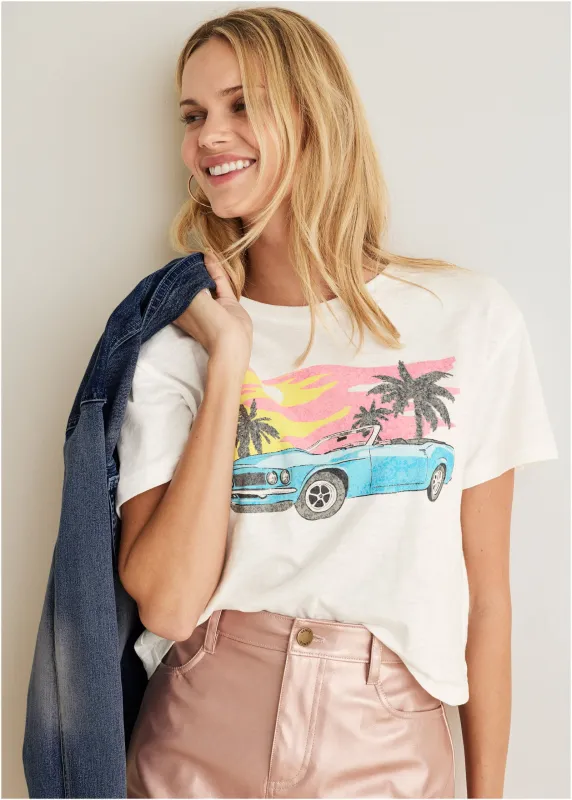 Miami Car Graphic Tee - Cloud Dancer sold by VENUS