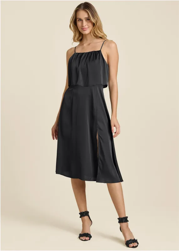 Overlay Midi Dress - Jet Black sold by VENUS