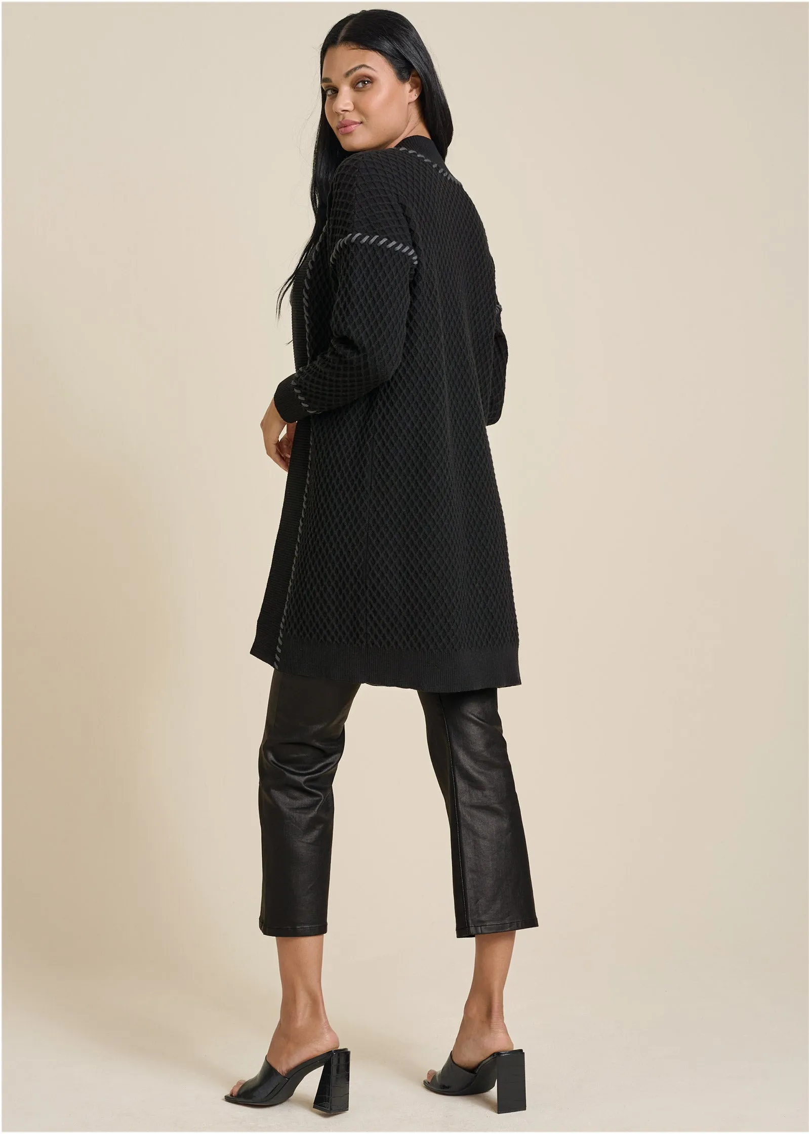 Contrast Stitch Cardigan - Jet Black sold by VENUS product image thumbnail 3