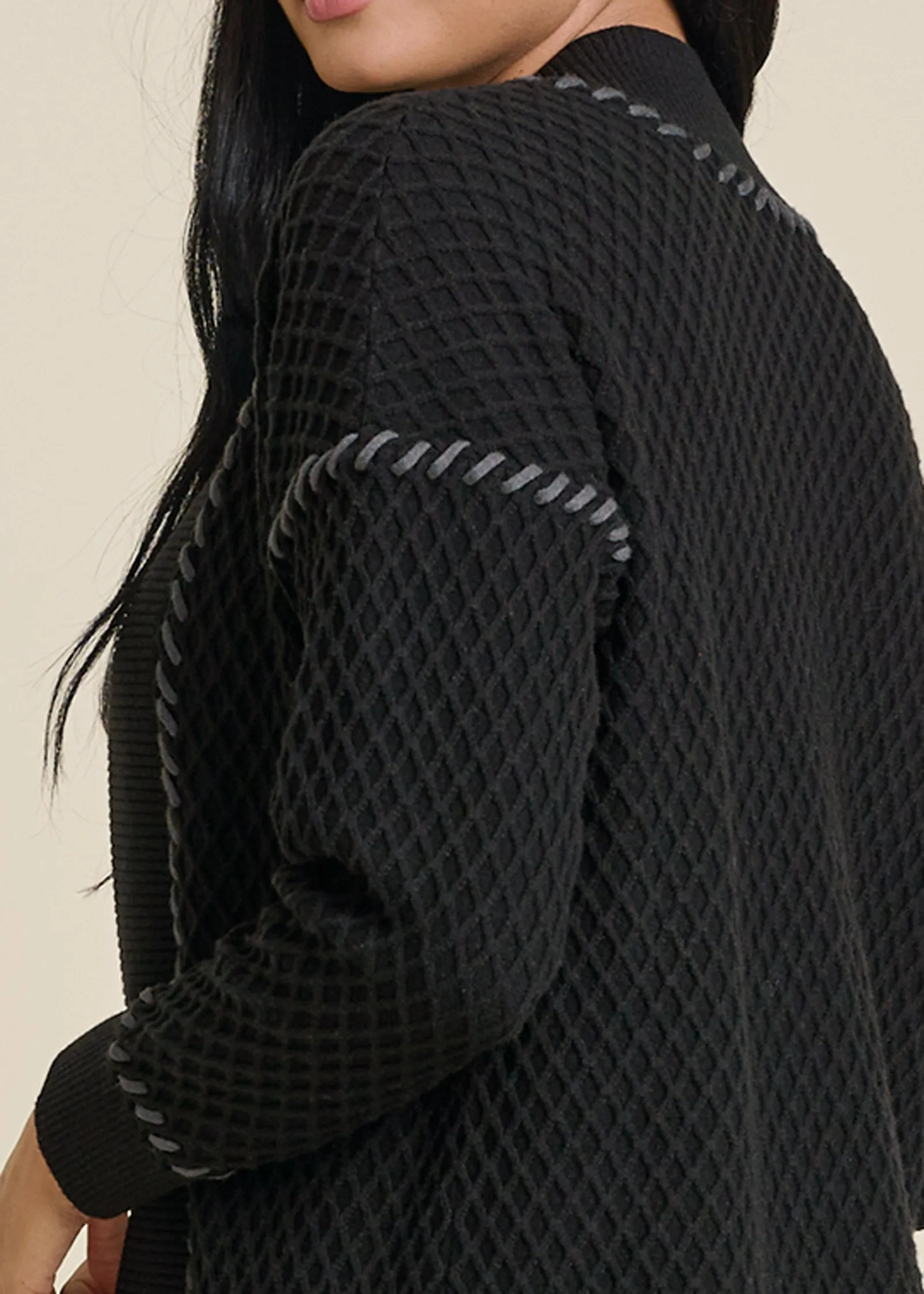 Contrast Stitch Cardigan - Jet Black sold by VENUS product image thumbnail 5