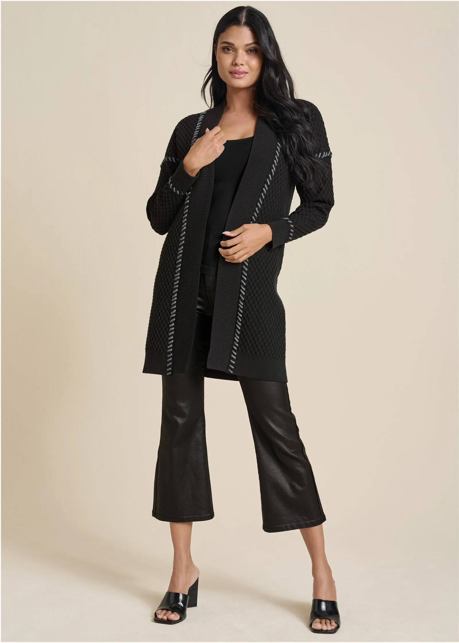 Contrast Stitch Cardigan - Jet Black sold by VENUS product image thumbnail 2