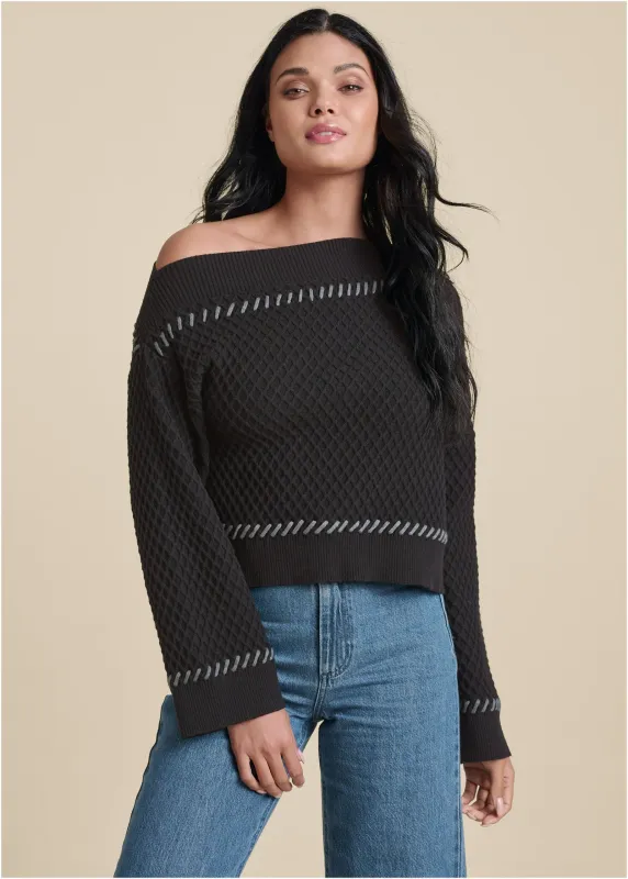 Contrast Stitch Sweater - Jet Black sold by VENUS
