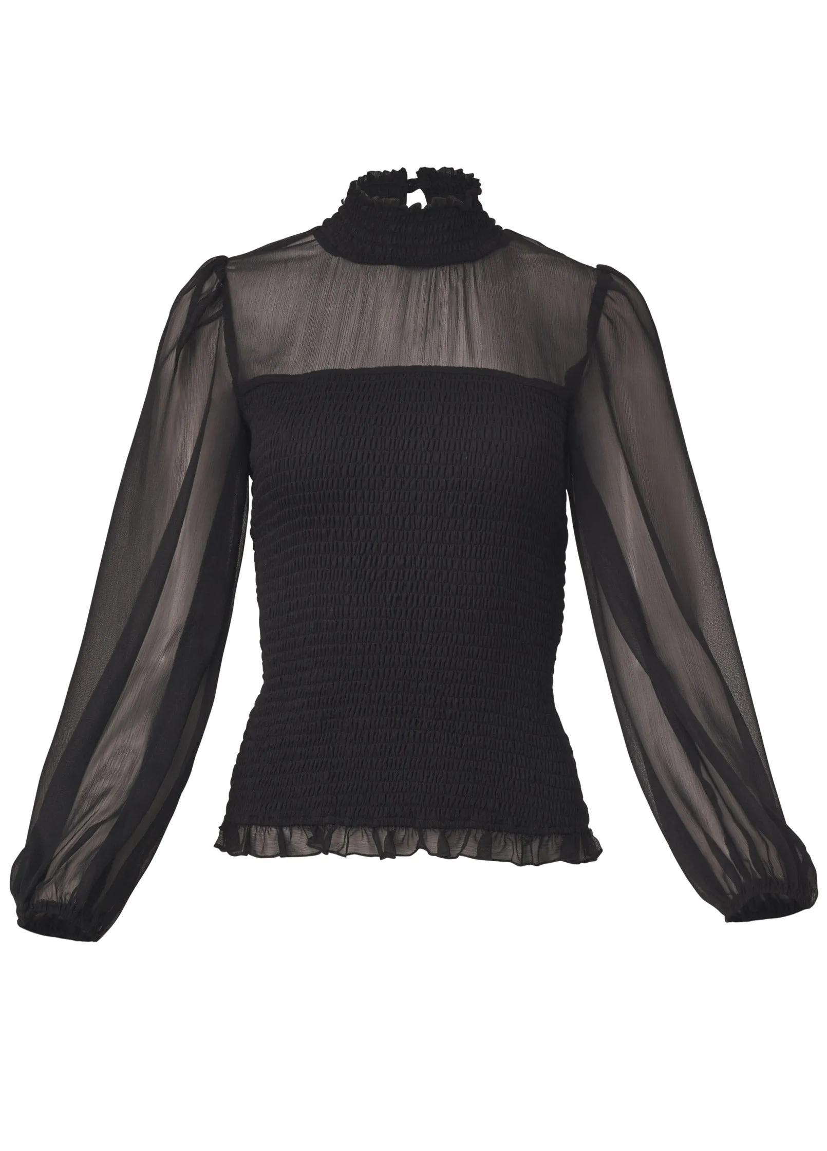 Sheer Smocked Top - Jet Black sold by VENUS product image thumbnail 5
