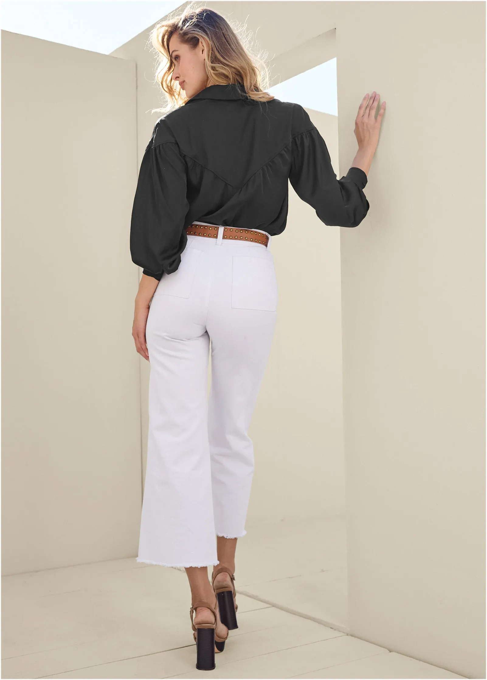 Satin Long Sleeve Blouse - Jet Black sold by VENUS product image thumbnail 3