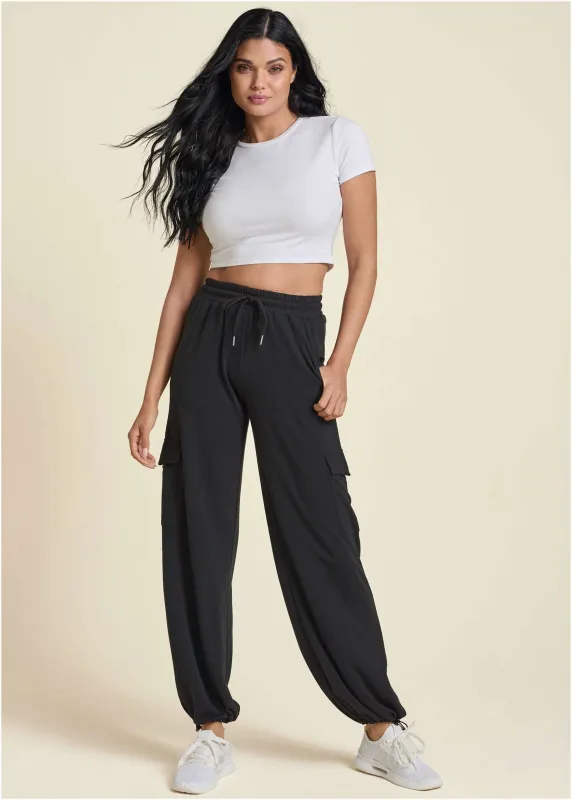 Cargo Lounge Pants - Jet Black sold by VENUS