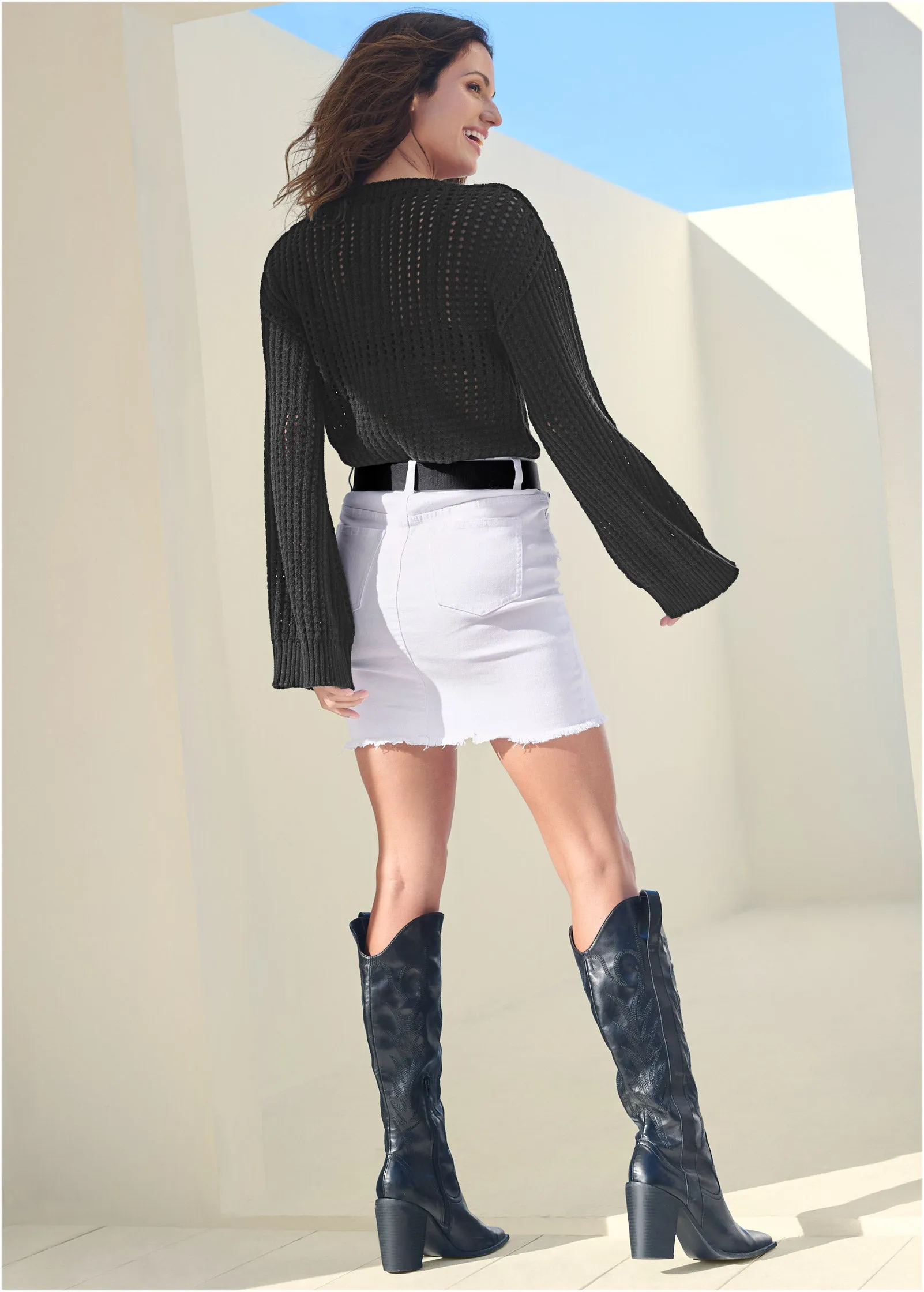 Pointelle Stitch Sweater - Jet Black sold by VENUS product image thumbnail 3