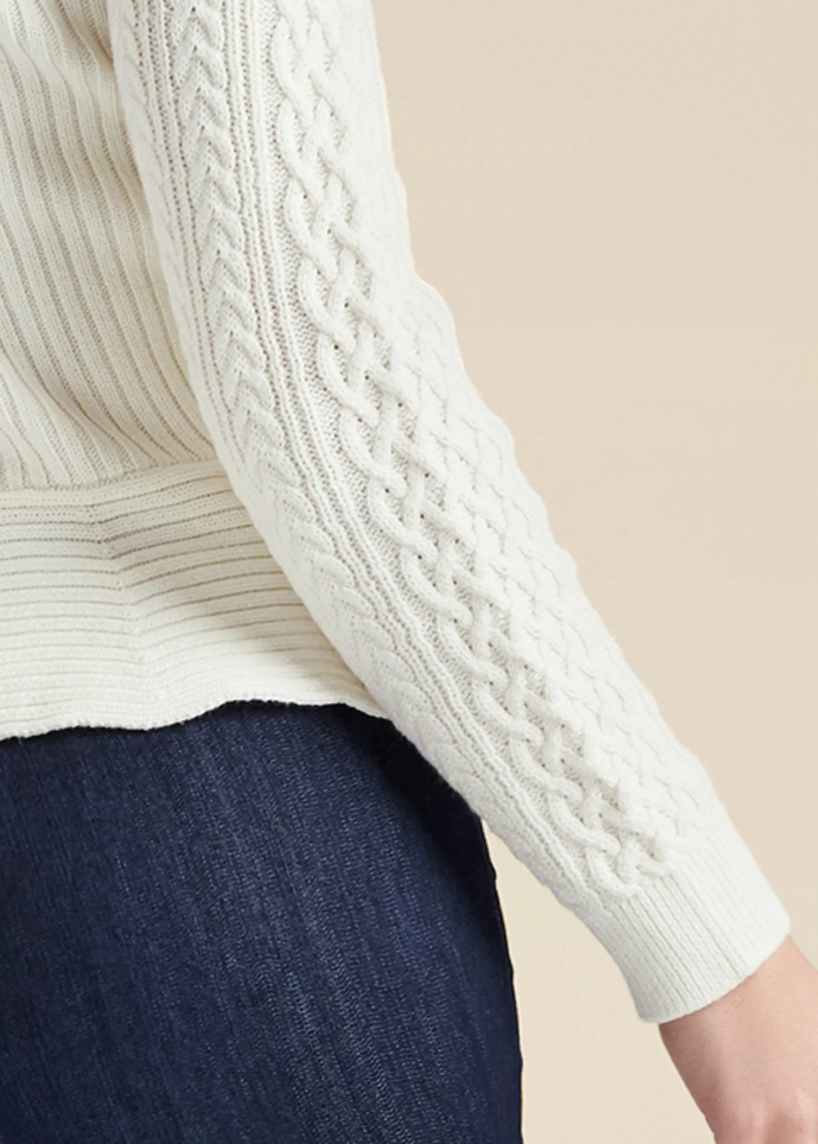 Half Zip Peplum Sweater - Cloud Dancer sold by VENUS product image thumbnail 5