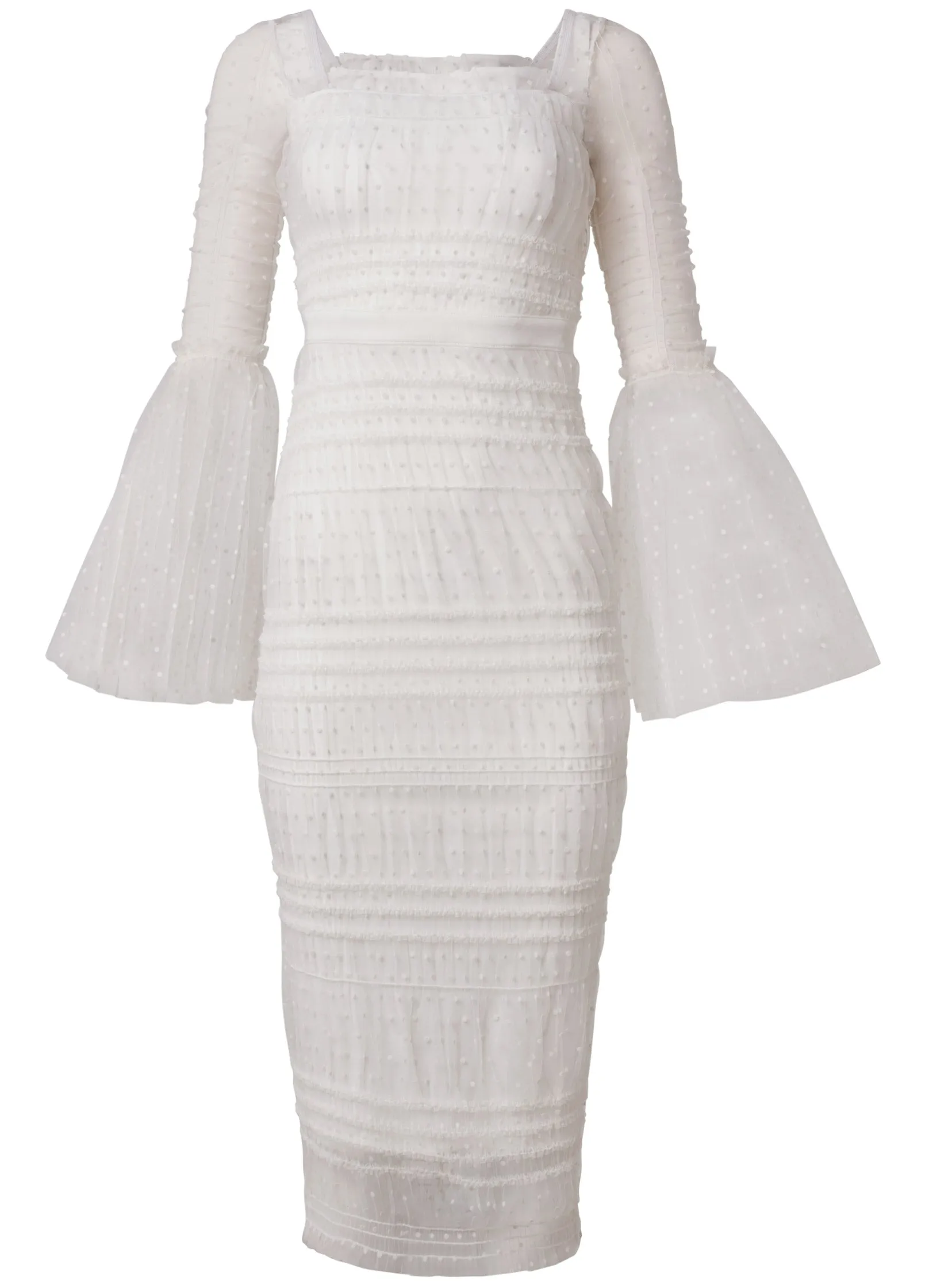 Dotted Mesh Bodycon Dress - Cloud Dancer sold by VENUS product image thumbnail 5