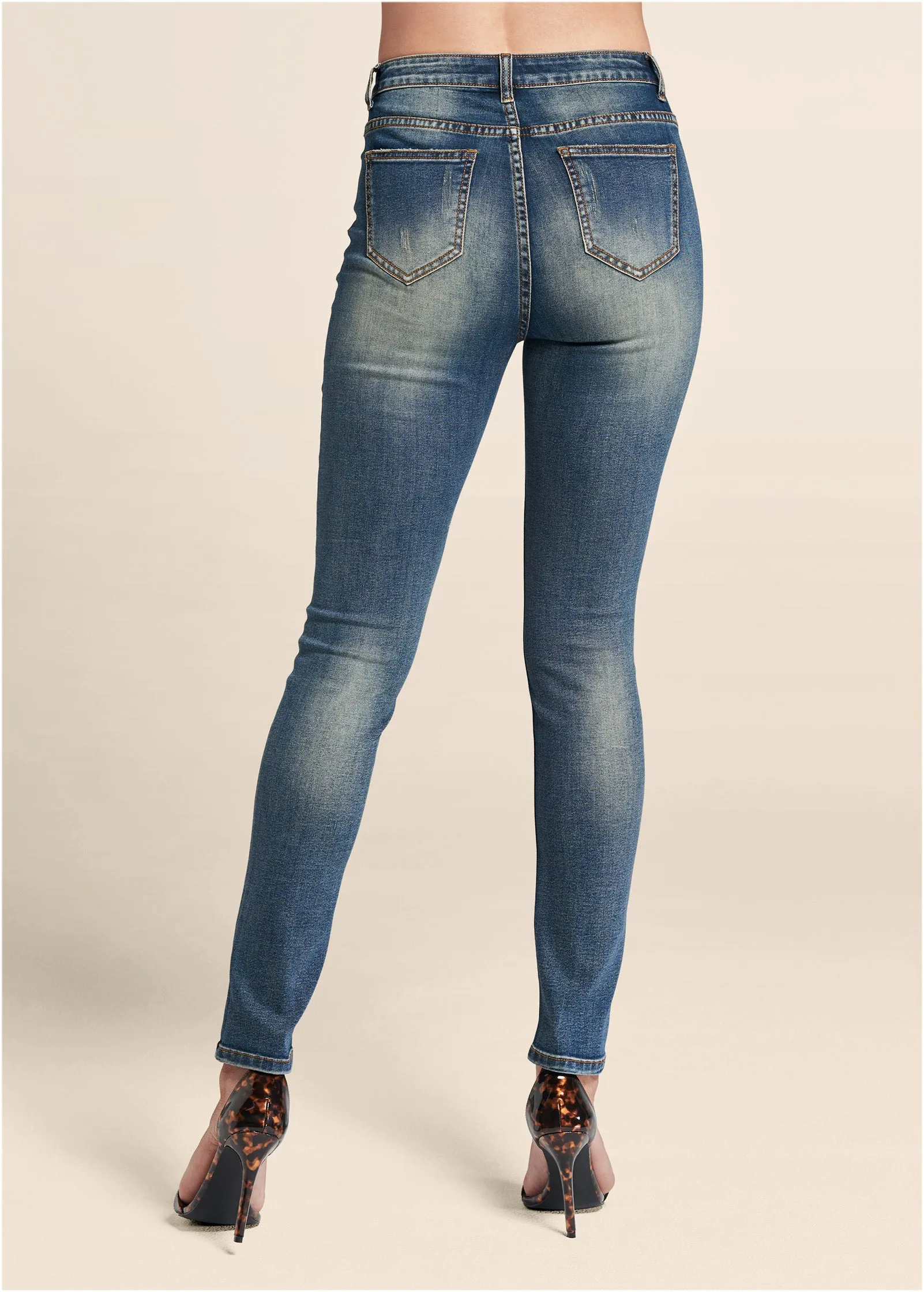 Floral Embroidered Jeans - Medium Wash sold by VENUS product image thumbnail 2