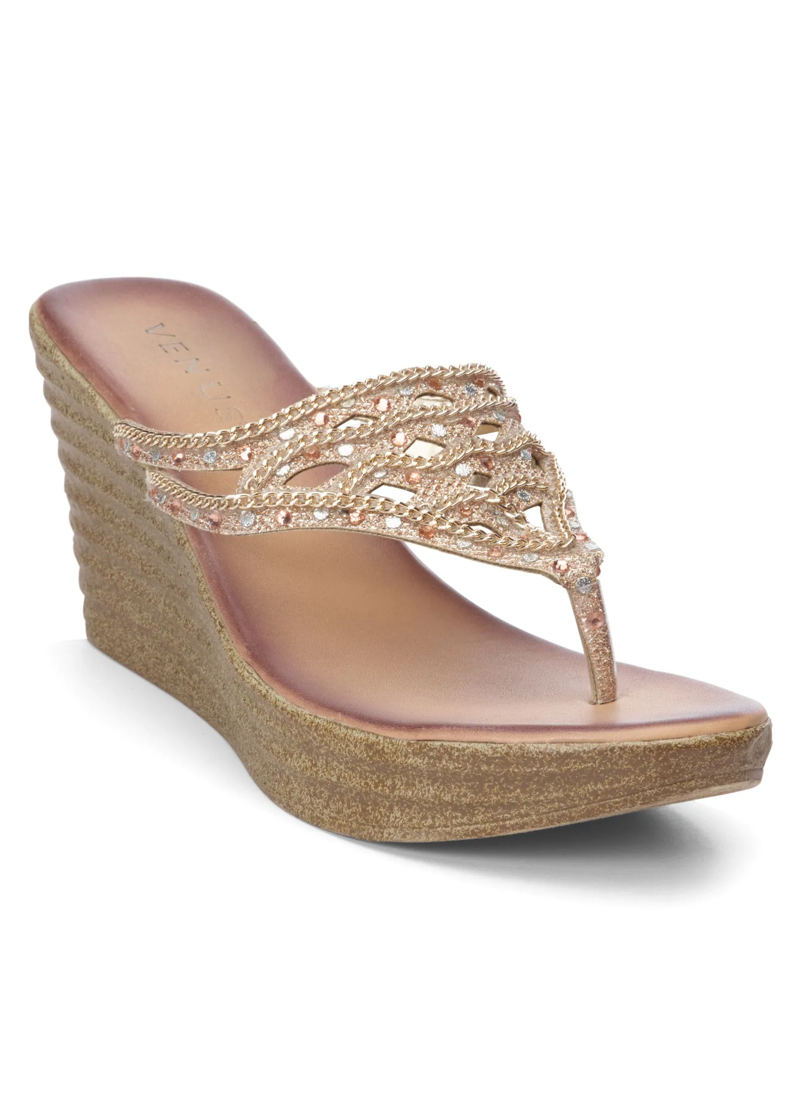 Embellished Wedges - Gold sold by VENUS