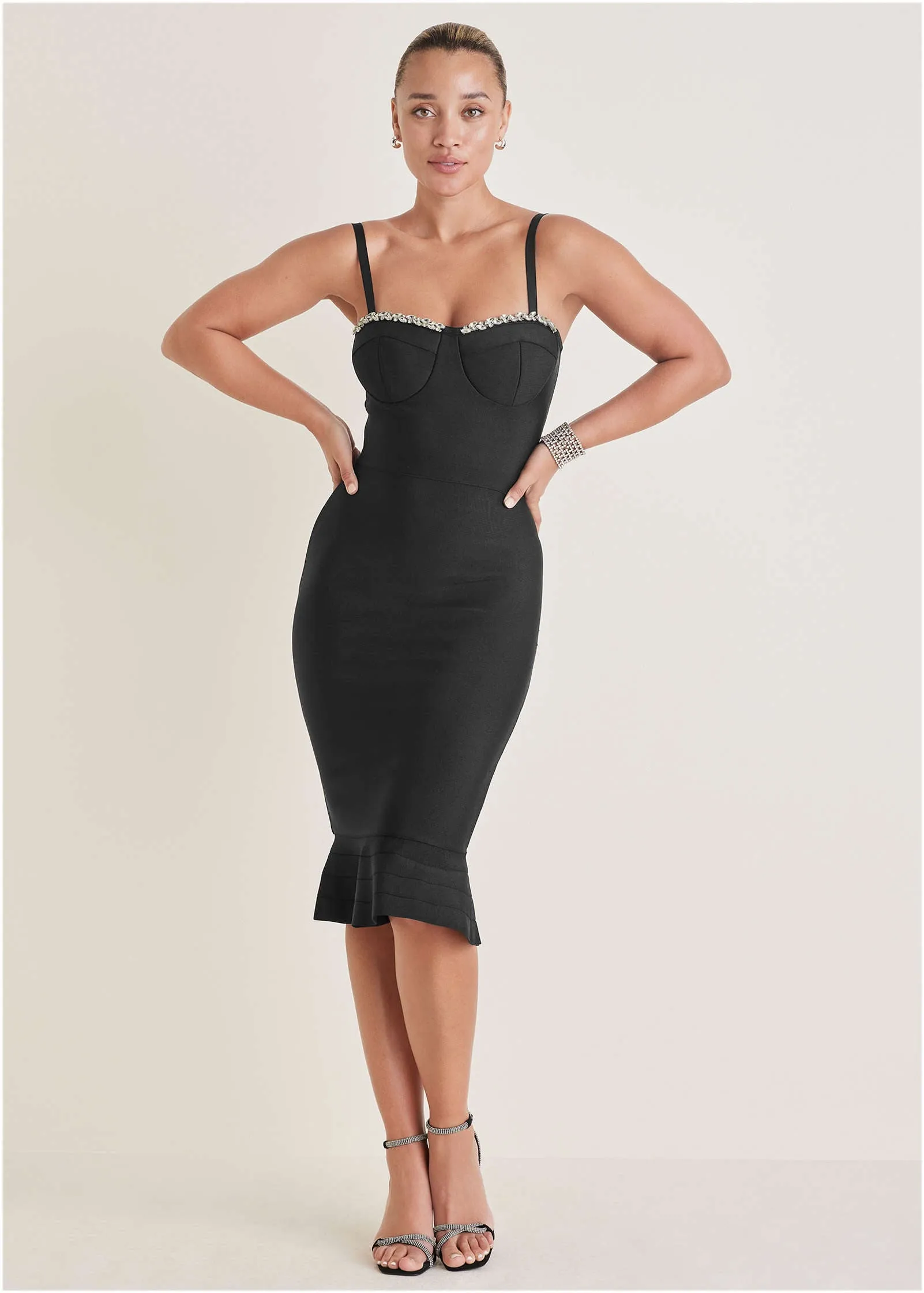Embellished Bodycon Dress - Jet Black sold by VENUS