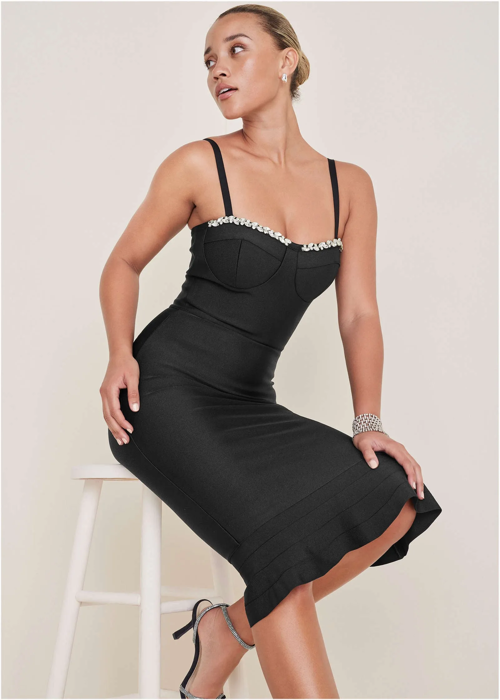 Embellished Bodycon Dress - Jet Black sold by VENUS product image thumbnail 5