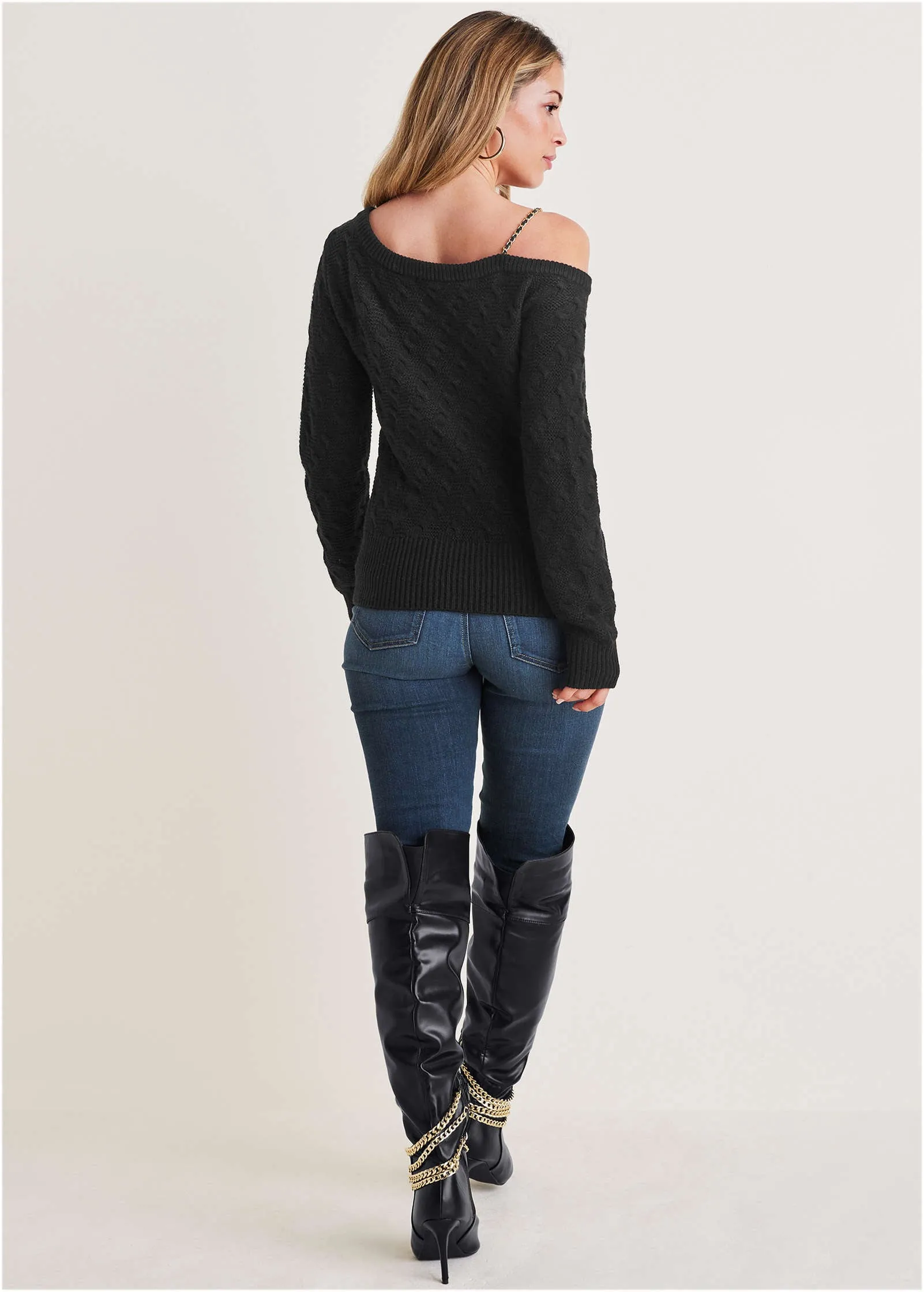 Chain Detail Sweater - Jet Black sold by VENUS product image thumbnail 2