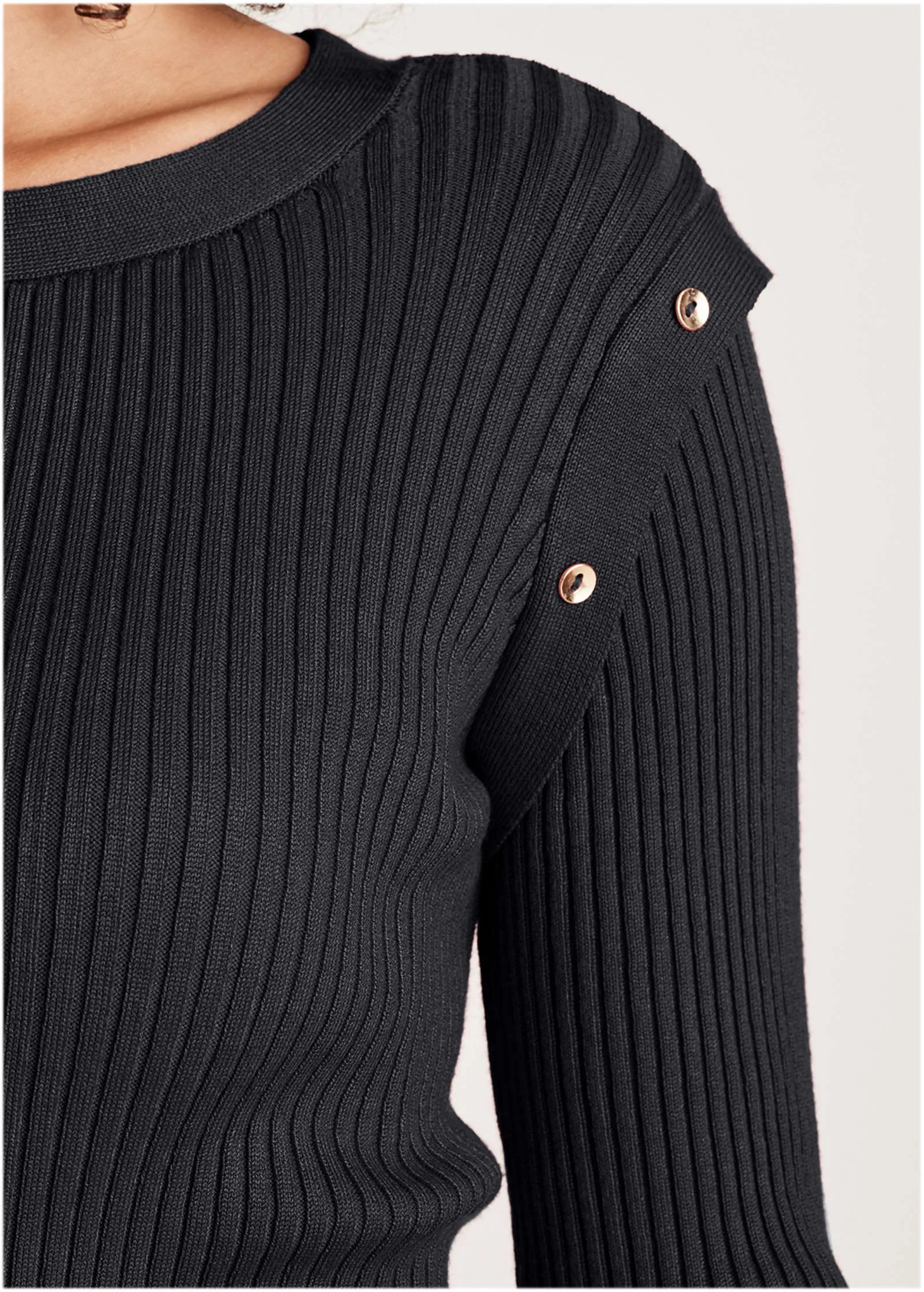 Button Detail Sweater Dress - Jet Black sold by VENUS product image thumbnail 3