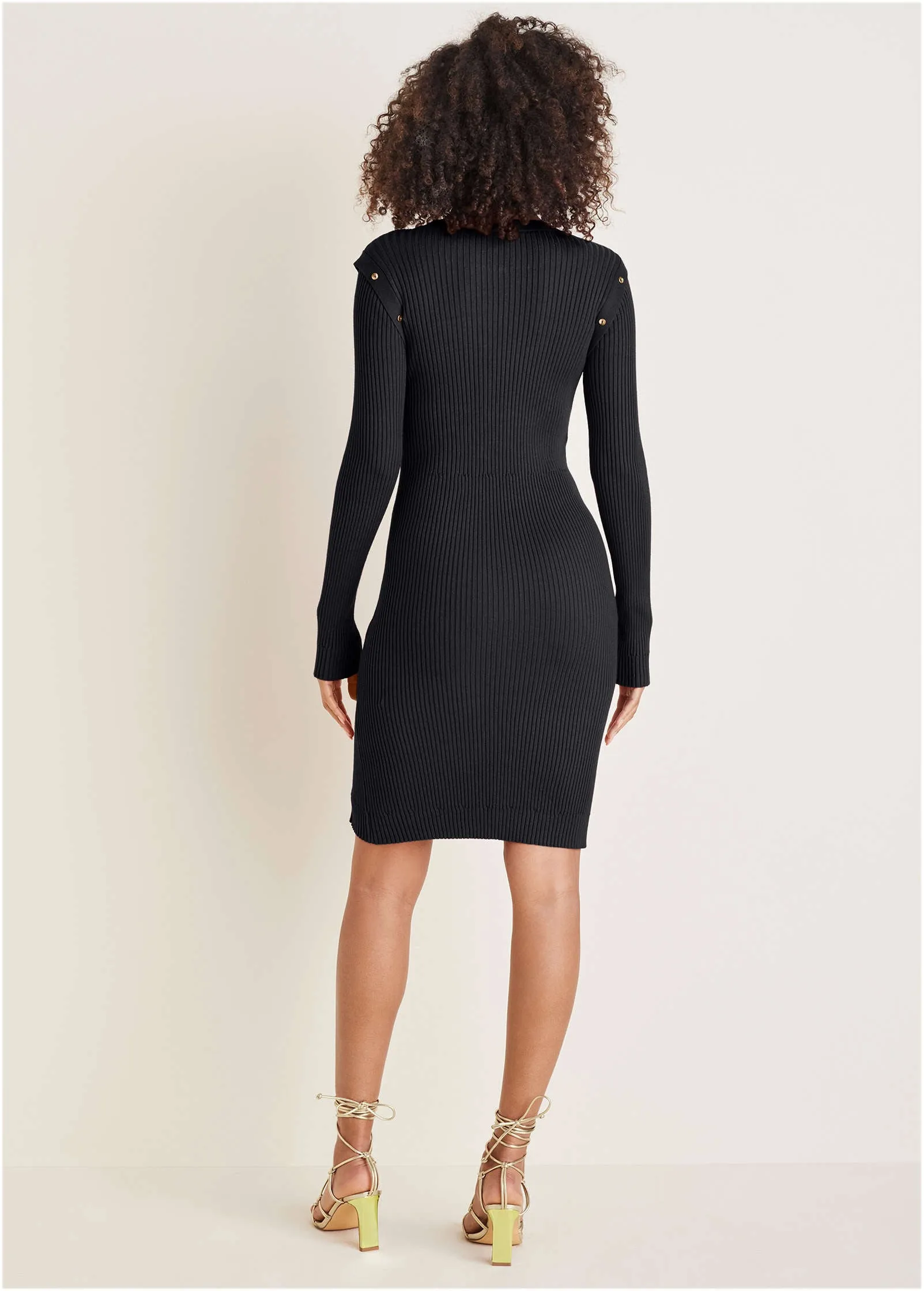 Button Detail Sweater Dress - Jet Black sold by VENUS product image thumbnail 2