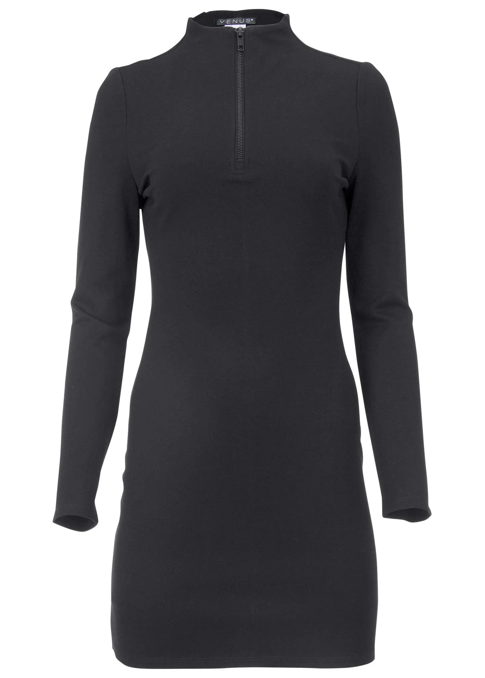 Ponte Quarter Zip Dress - Jet Black sold by VENUS product image thumbnail 3