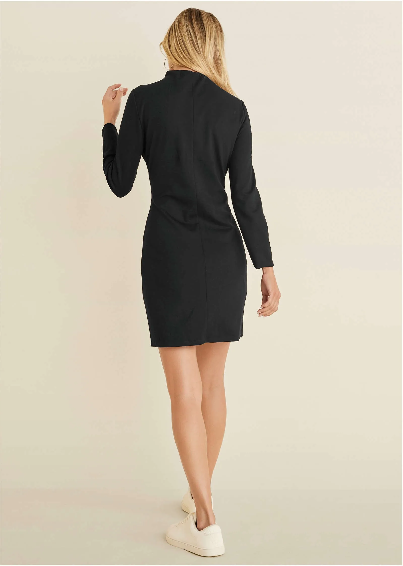 Ponte Quarter Zip Dress - Jet Black sold by VENUS product image thumbnail 2