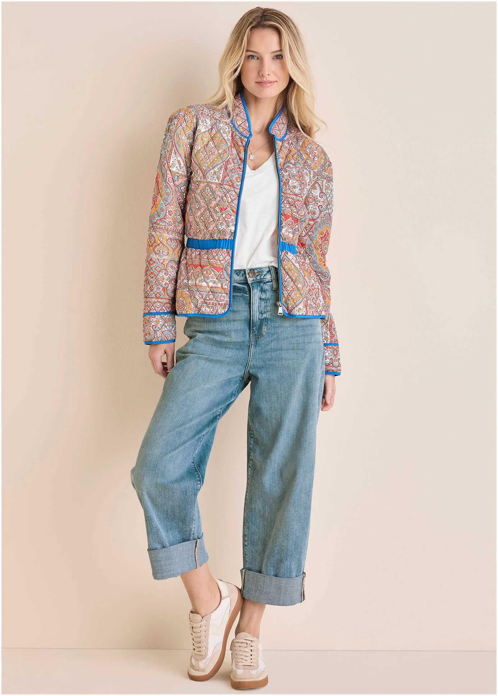 Quilted Full Zip Jacket - Medallion Golden Patchwork sold by VENUS product image thumbnail 2