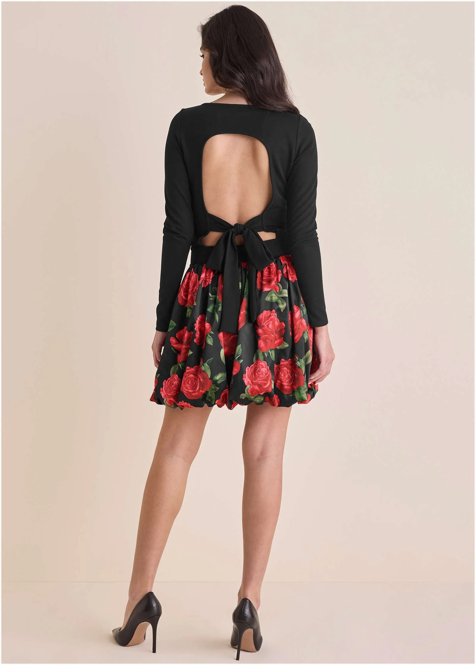 Long Sleeve Bubble Hem Mini - Antique Roses sold by VENUS product image thumbnail 3