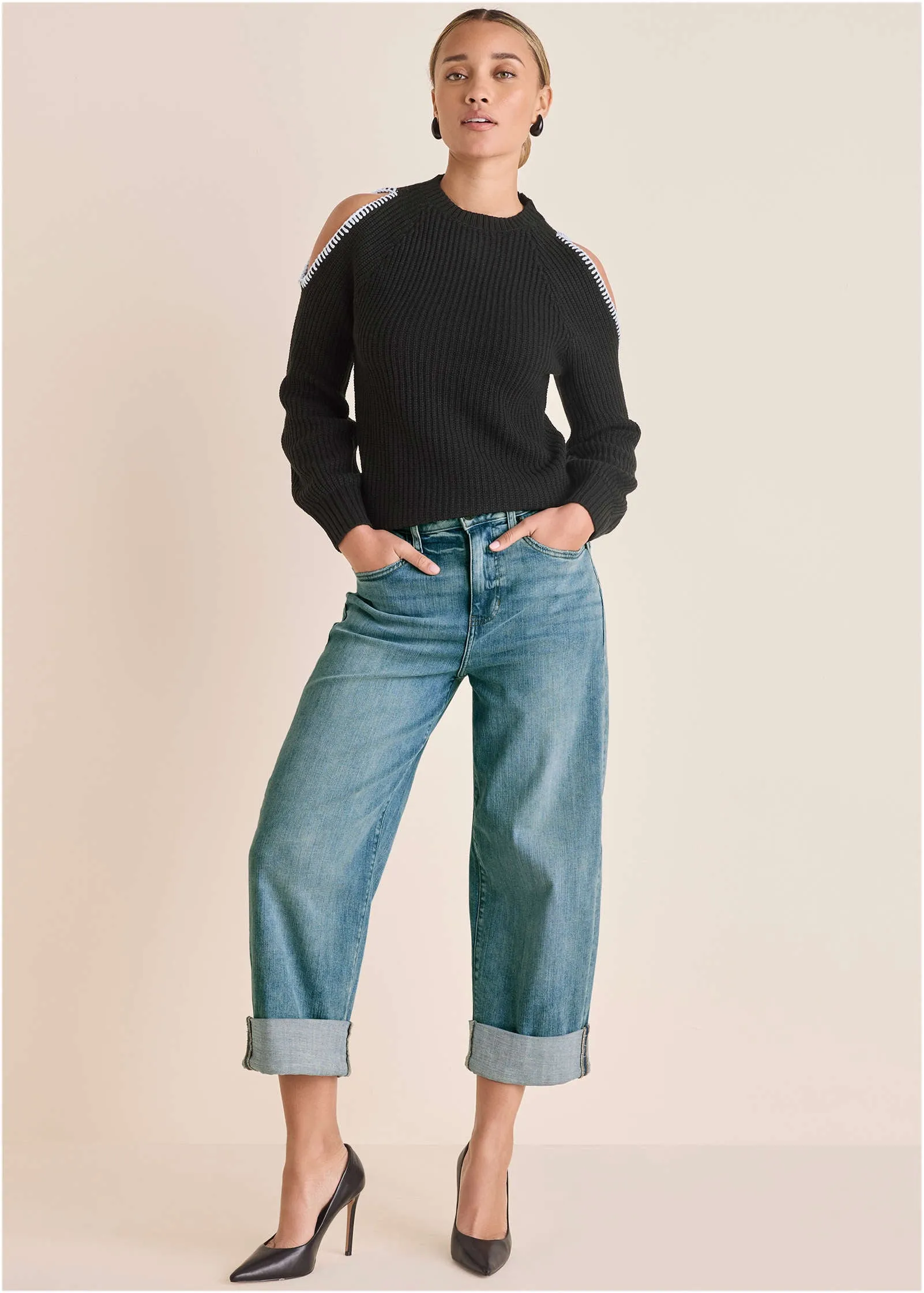 Cold Shoulder Sweater - Jet Black sold by VENUS product image thumbnail 3