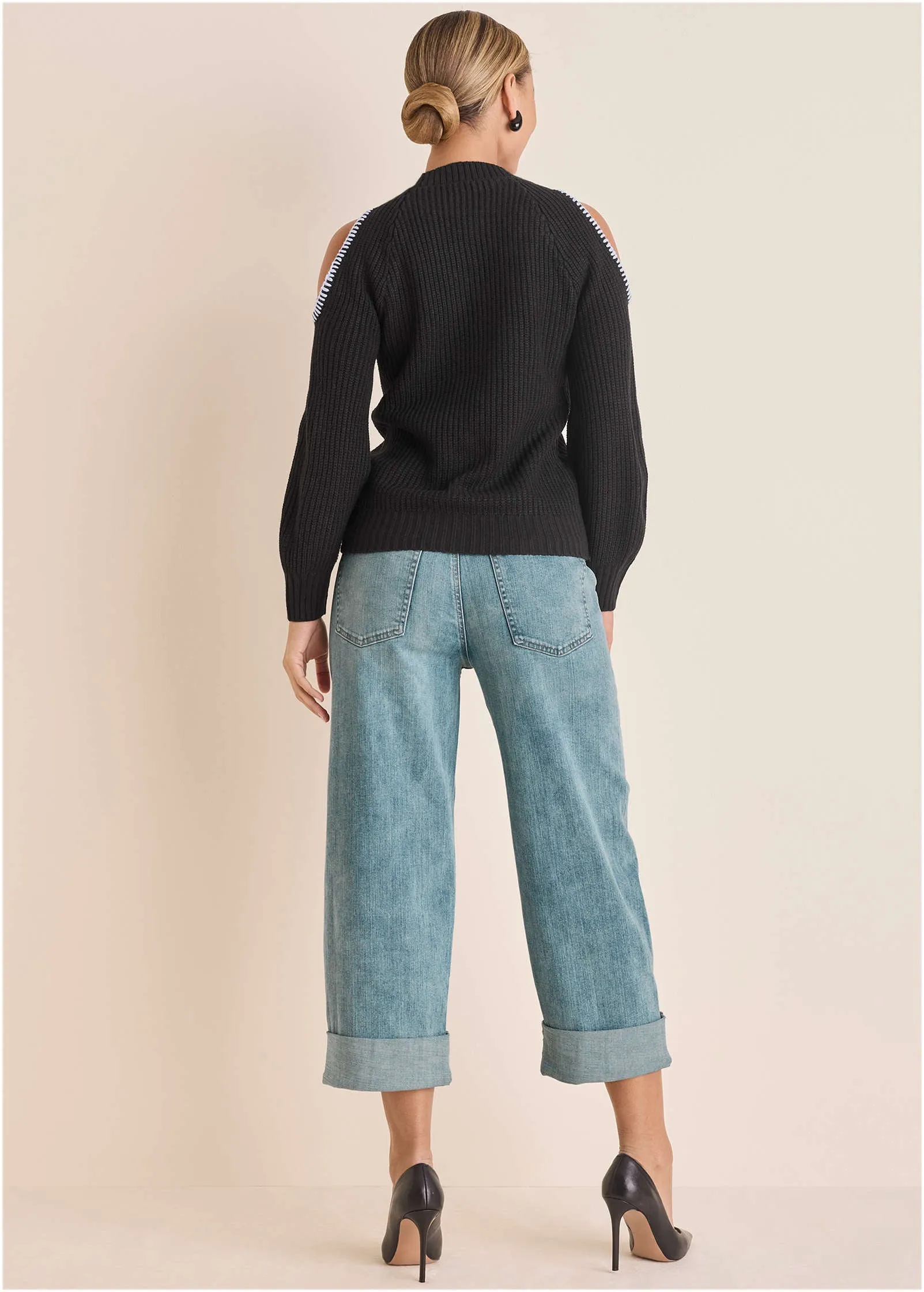 Cold Shoulder Sweater - Jet Black sold by VENUS product image thumbnail 4