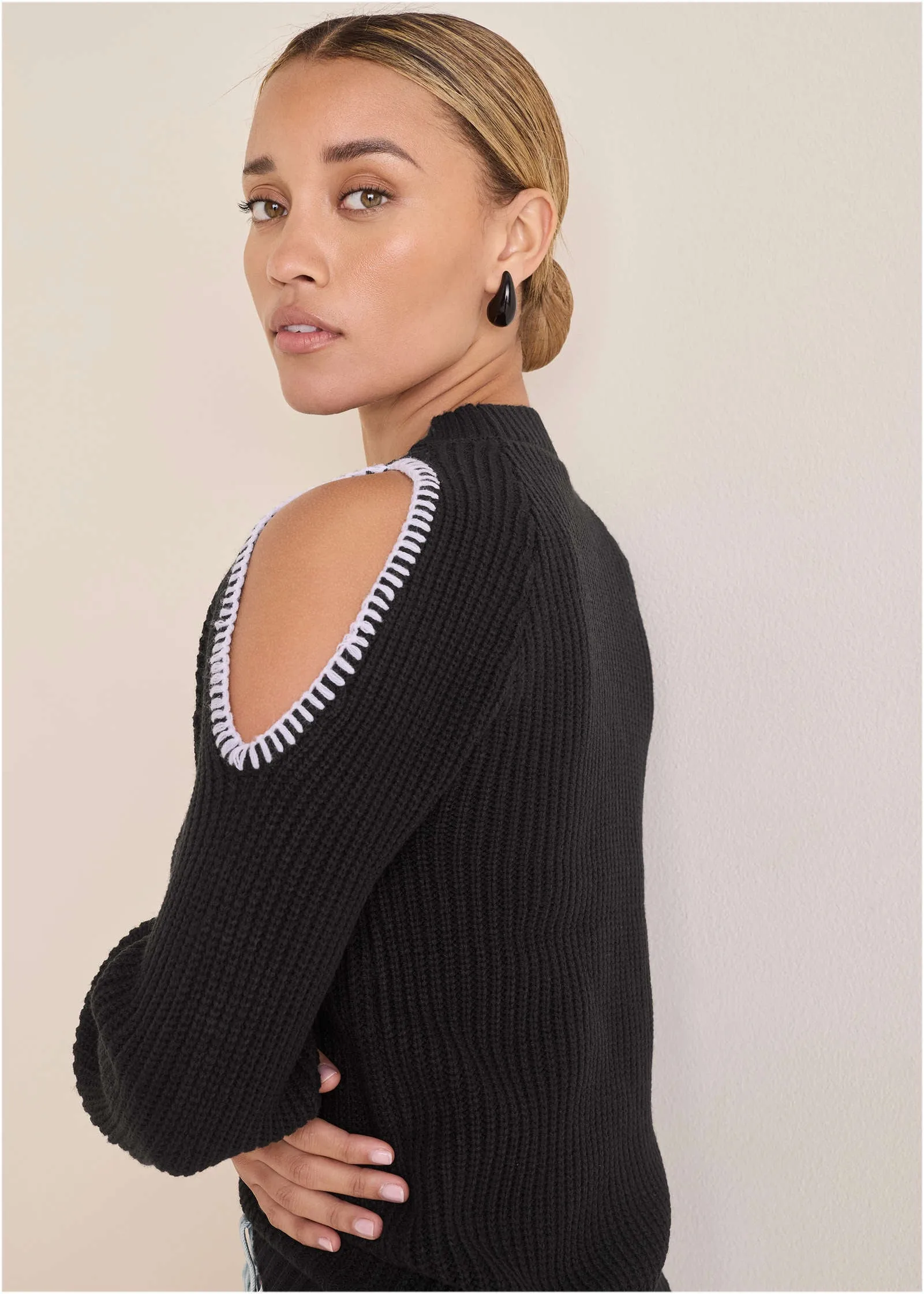 Cold Shoulder Sweater - Jet Black sold by VENUS