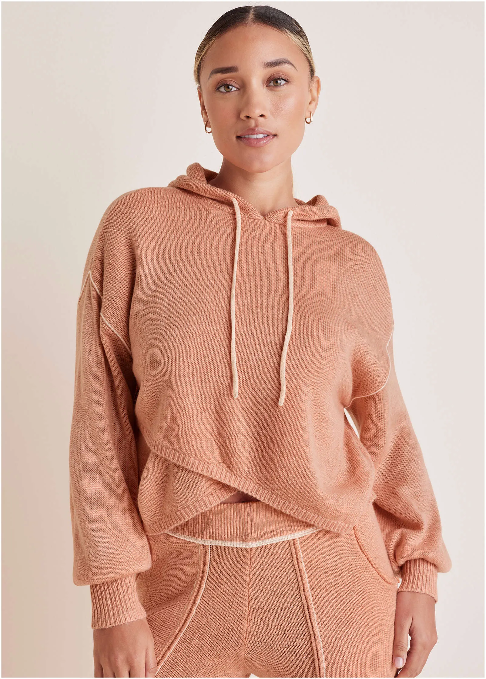 Contrast Stitch Hoodie - Dusty Rose sold by VENUS