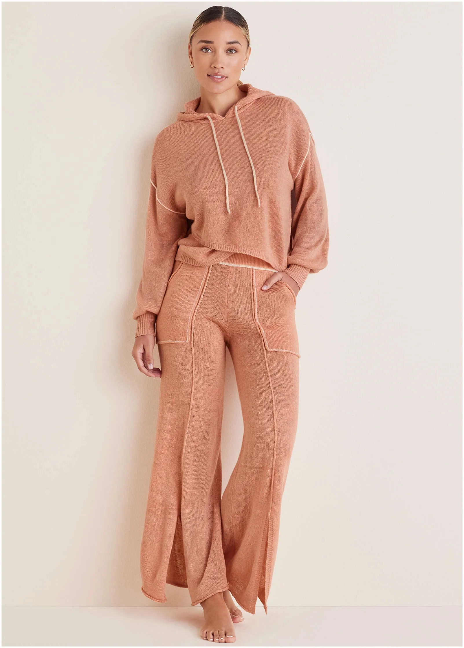 Contrast Stitch Hoodie - Dusty Rose sold by VENUS product image thumbnail 2